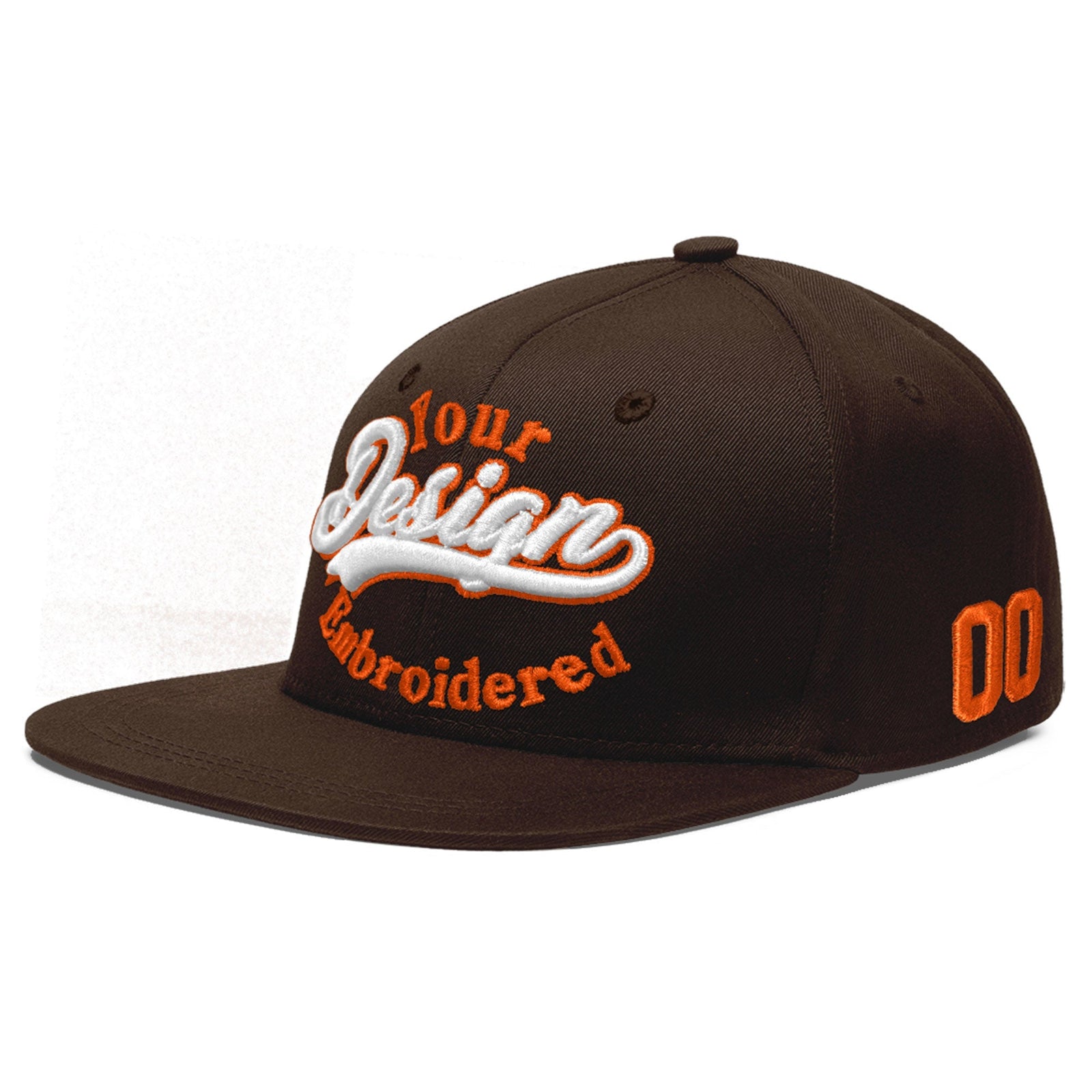 Custom Brown 3D Puff Embroidery Flat Embroidery Casual Sport Baseball Cap