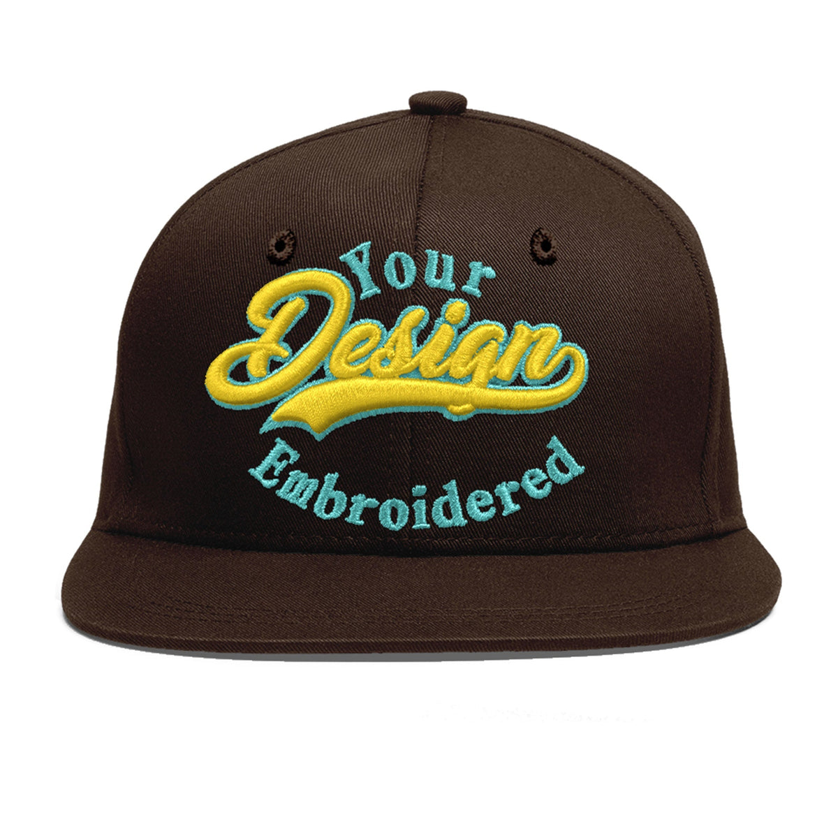Custom Brown 3D Puff Embroidery Flat Embroidery Casual Sport Baseball Cap