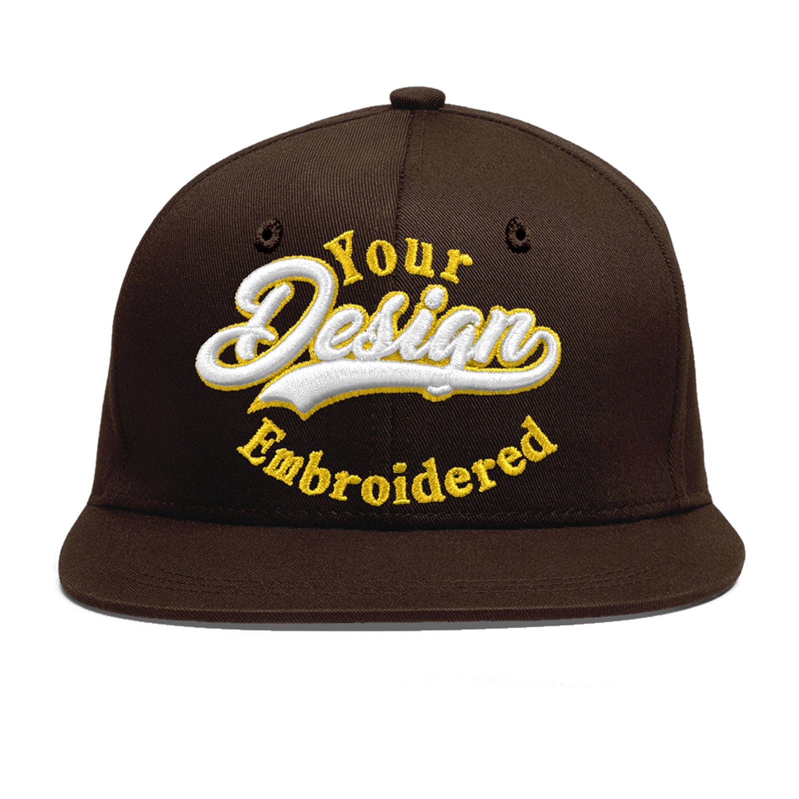 Custom Brown 3D Puff Embroidery Flat Embroidery Casual Sport Baseball Cap
