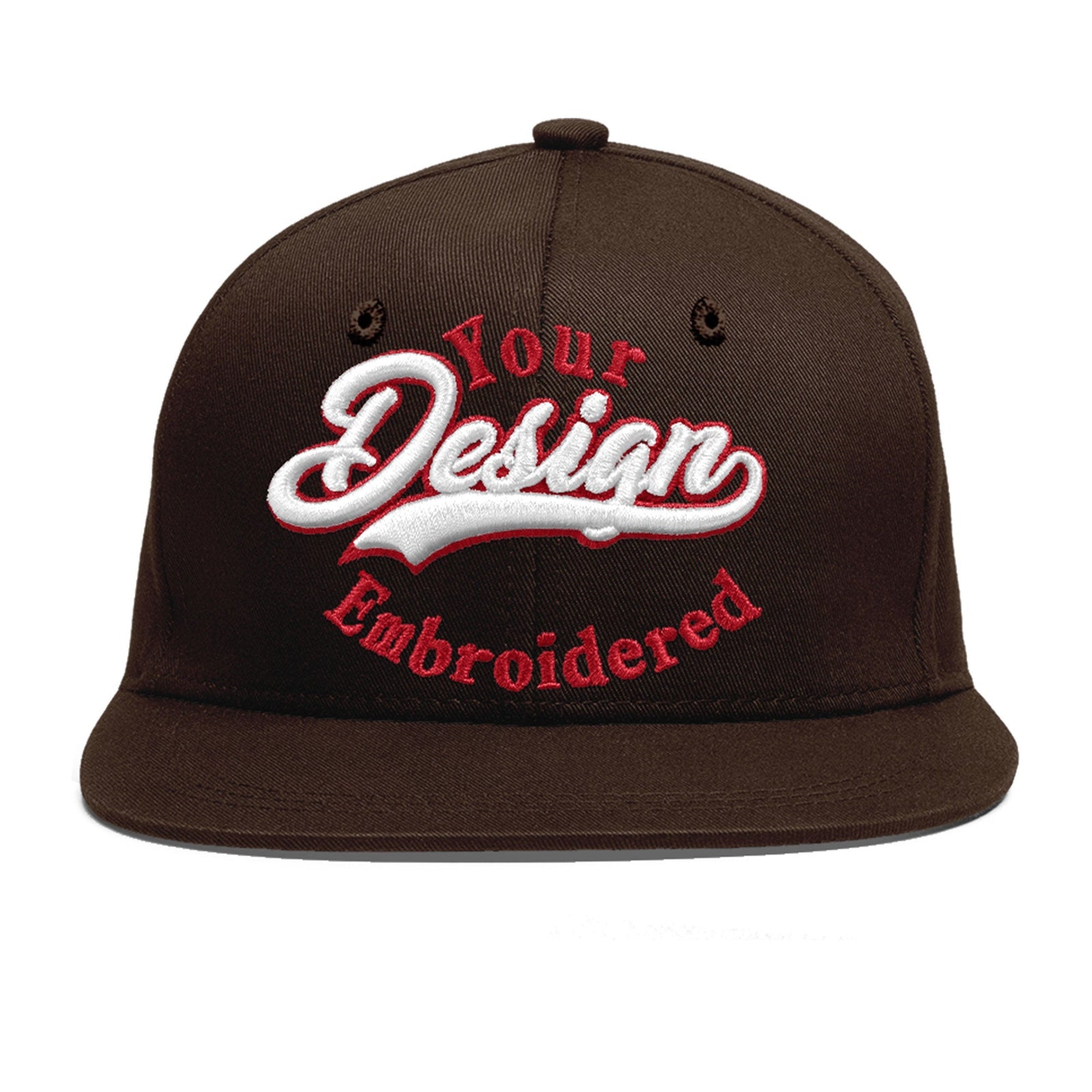 Custom Brown 3D Puff Embroidery Flat Embroidery Casual Sport Baseball Cap