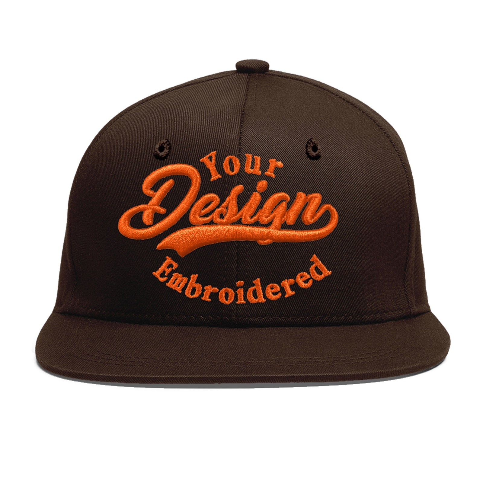 Custom Brown 3D Puff Embroidery Flat Embroidery Casual Sport Baseball Cap