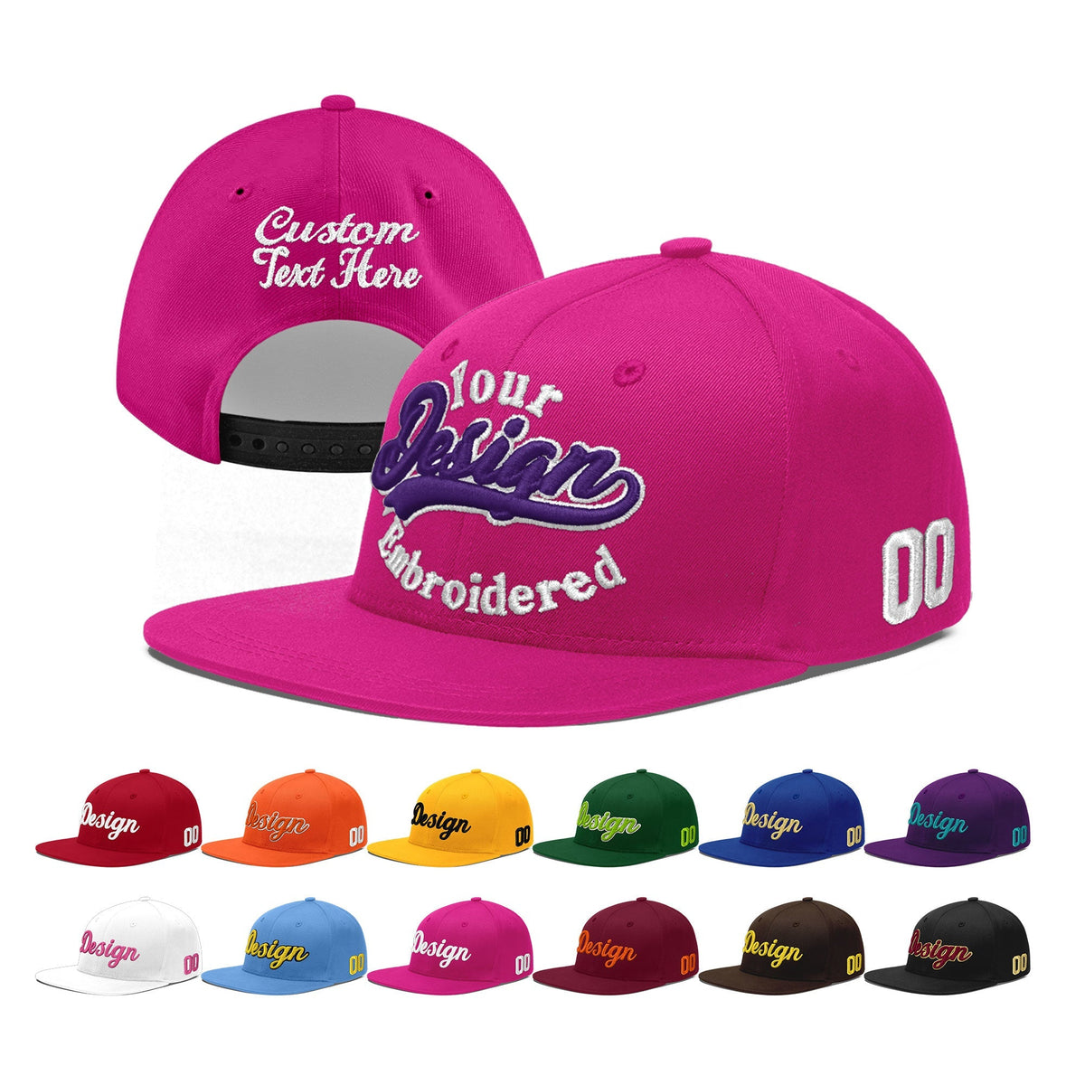 Custom Rose Red 3D Puff Embroidery Flat Embroidery Casual Sport Baseball Cap