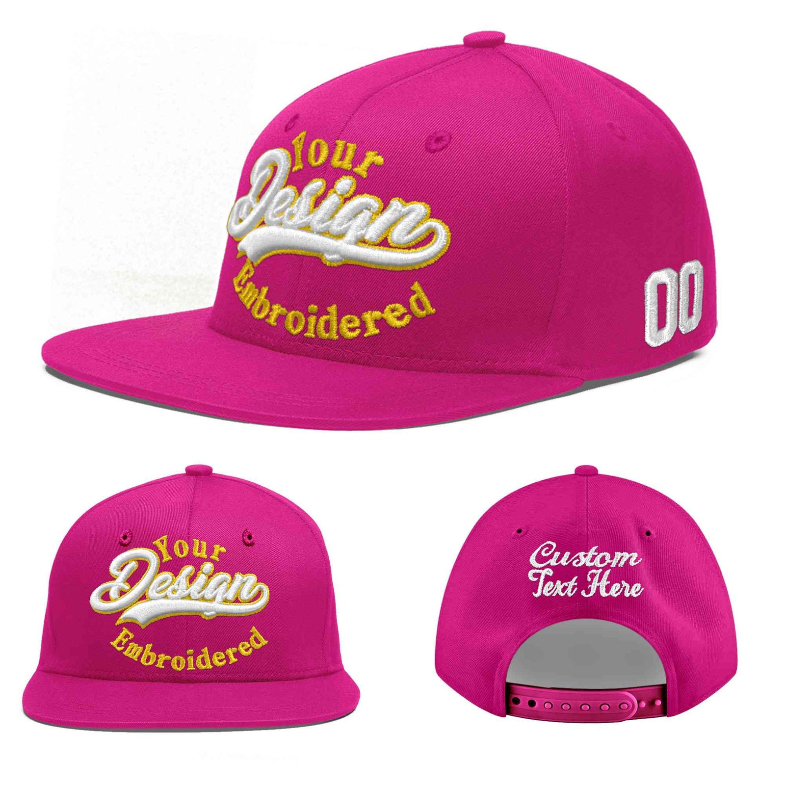 Custom Rose Red 3D Puff Embroidery Flat Embroidery Casual Sport Baseball Cap