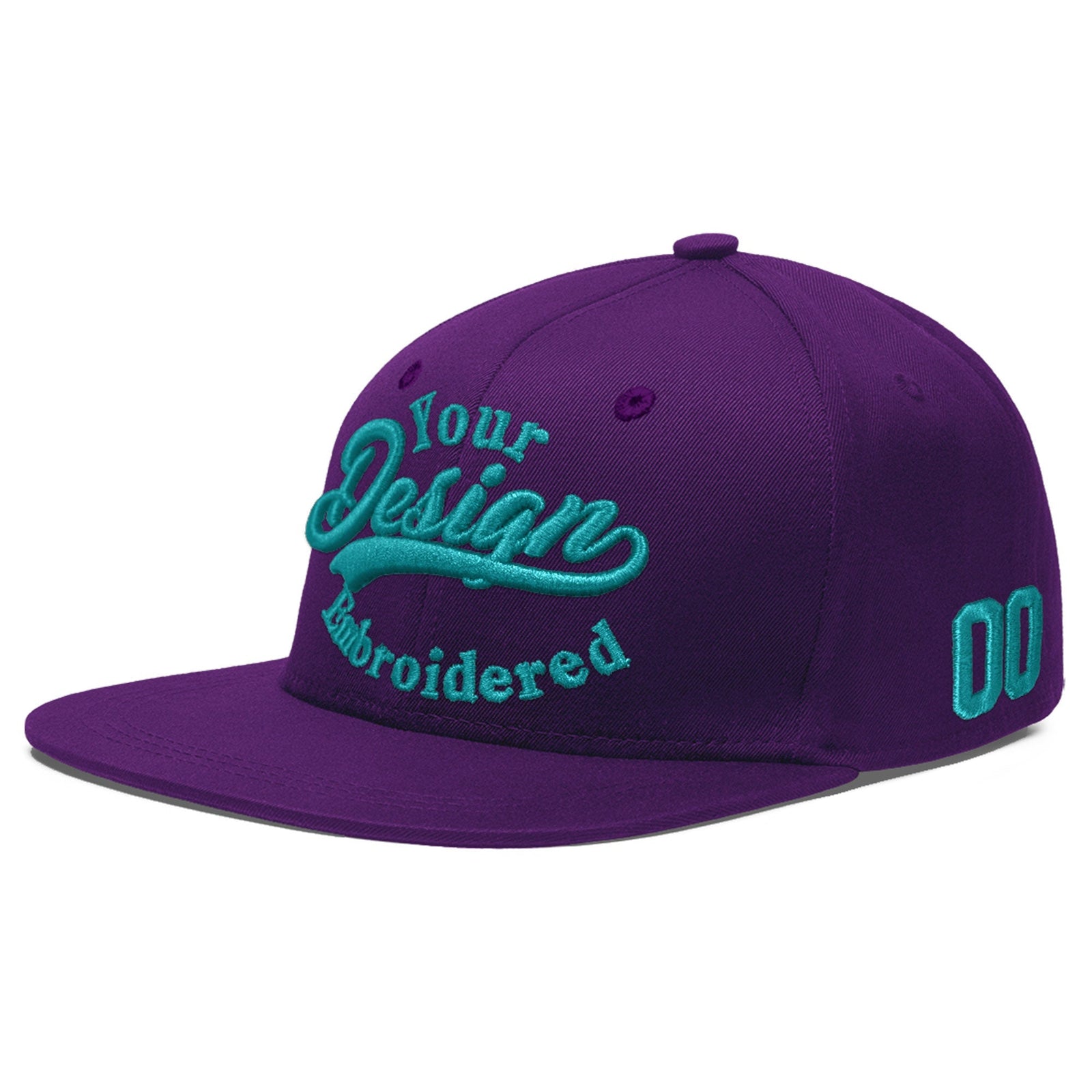 Custom Purple 3D Puff Embroidery Flat Embroidery Casual Sport Baseball Cap