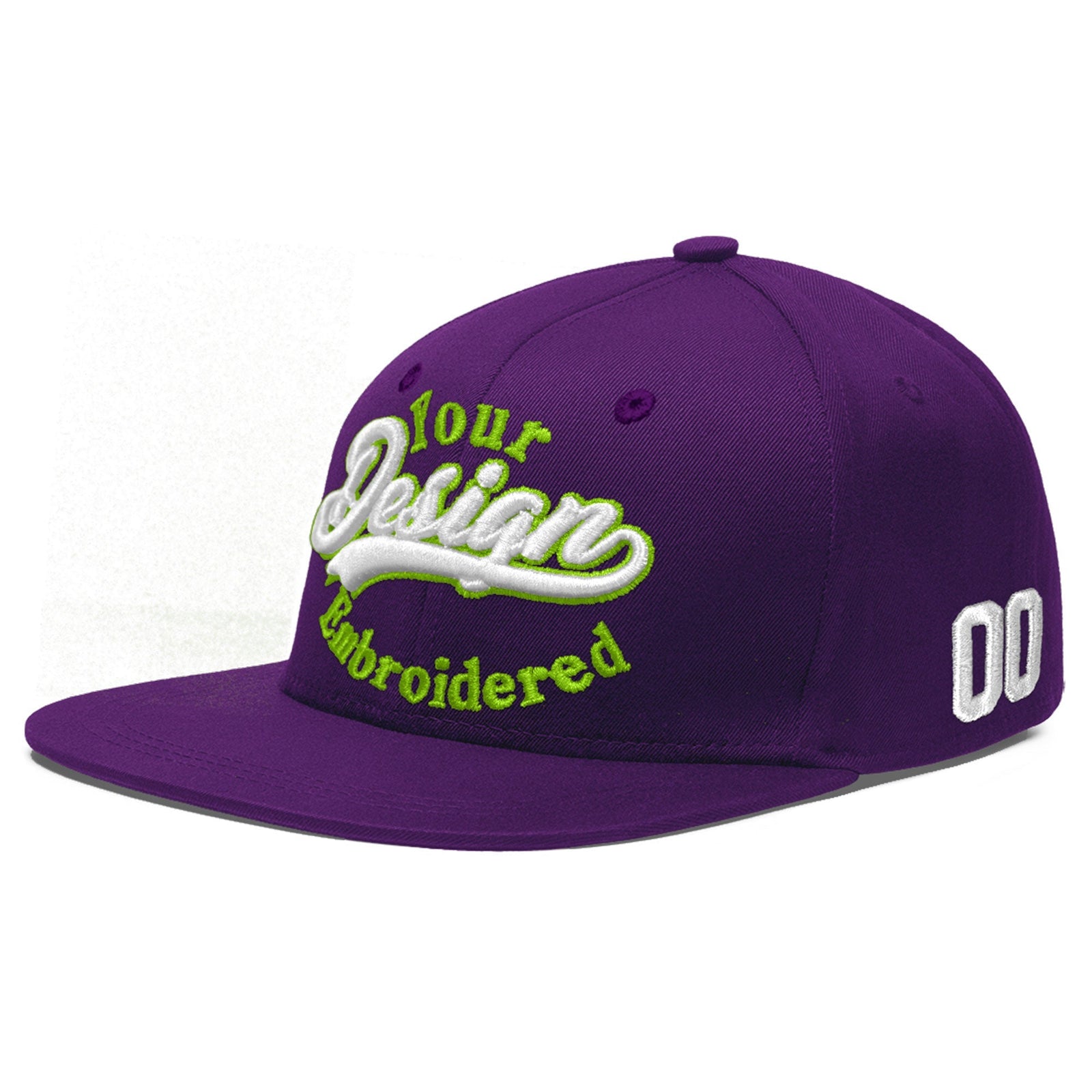 Custom Purple 3D Puff Embroidery Flat Embroidery Casual Sport Baseball Cap