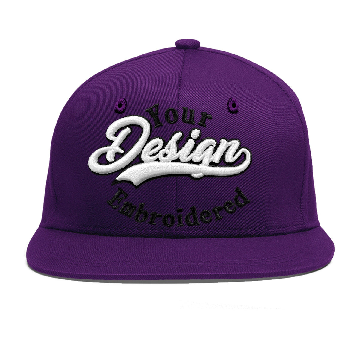 Custom Purple 3D Puff Embroidery Flat Embroidery Casual Sport Baseball Cap