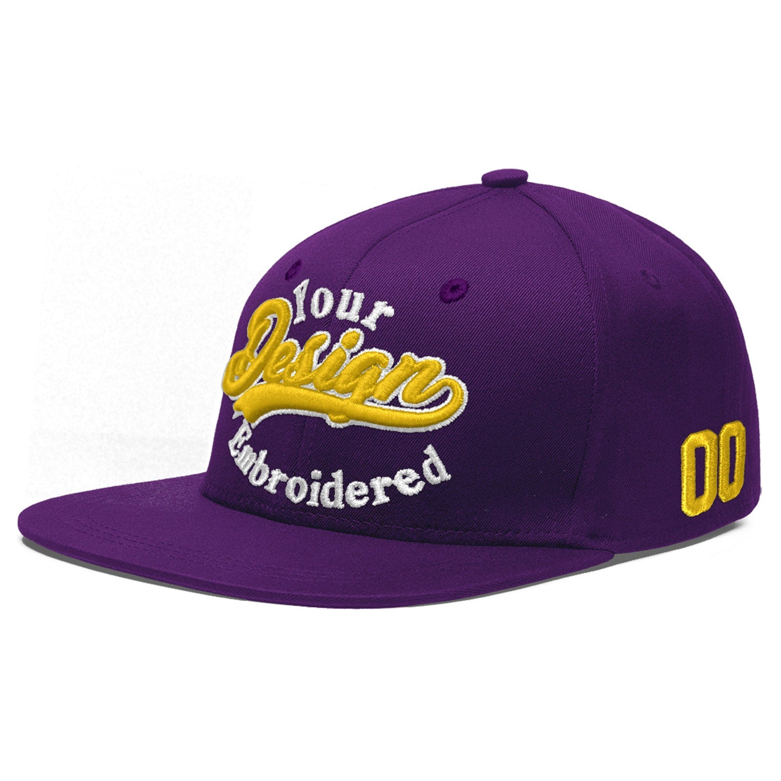 Custom Purple 3D Puff Embroidery Flat Embroidery Casual Sport Baseball Cap