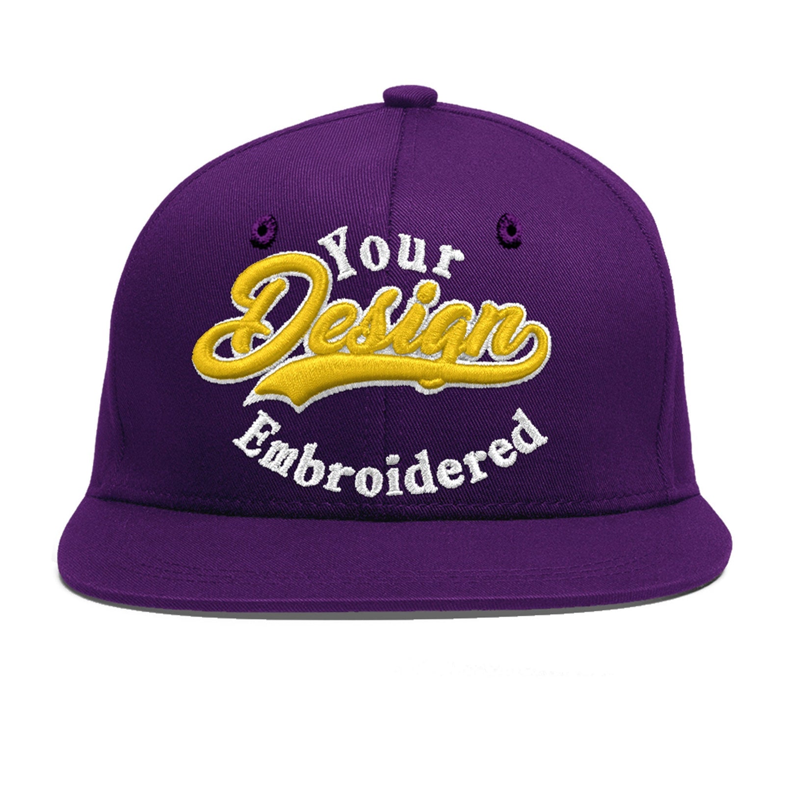 Custom Purple 3D Puff Embroidery Flat Embroidery Casual Sport Baseball Cap