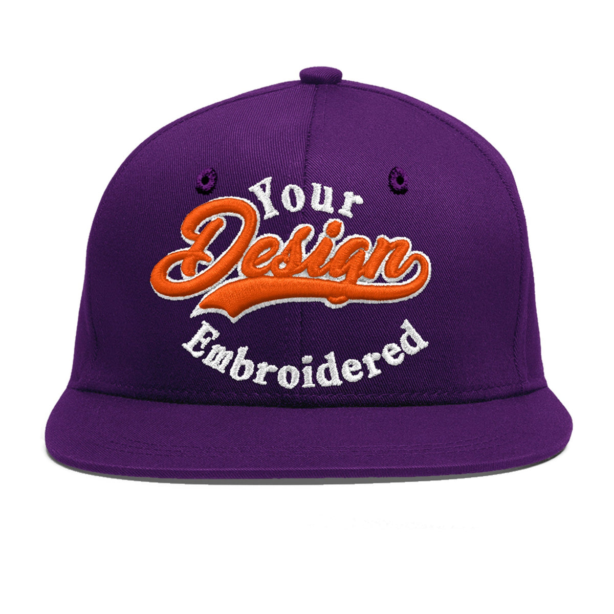 Custom Purple 3D Puff Embroidery Flat Embroidery Casual Sport Baseball Cap