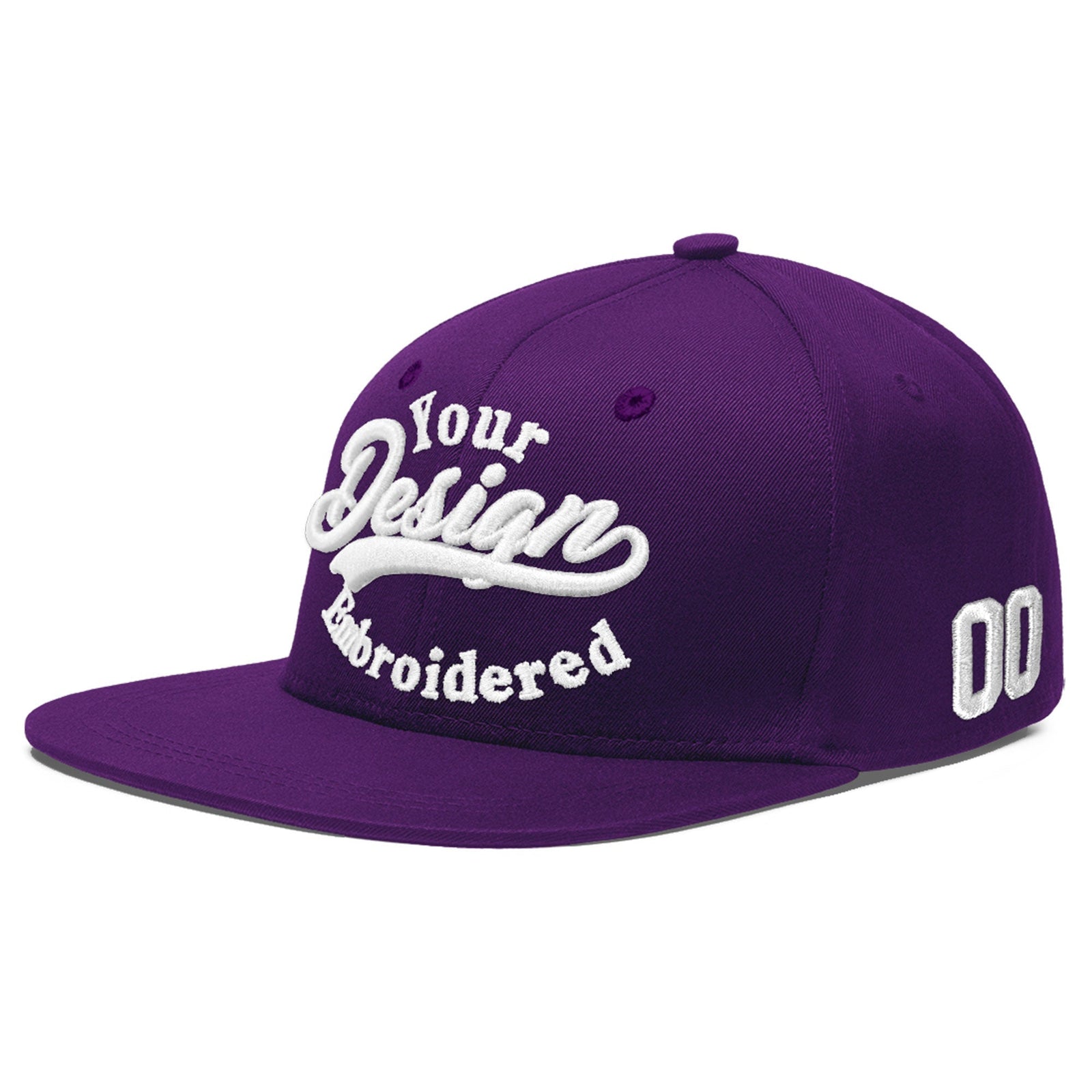Custom Purple 3D Puff Embroidery Flat Embroidery Casual Sport Baseball Cap