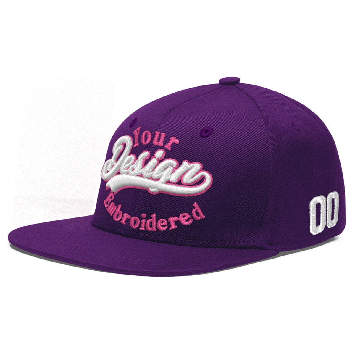 Custom Purple 3D Puff Embroidery Flat Embroidery Casual Sport Baseball Cap
