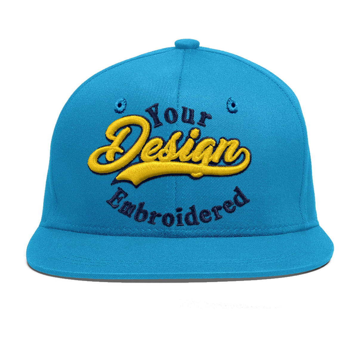 Custom Light Blue 3D Puff Embroidery Flat Embroidery Casual Sport Baseball Cap