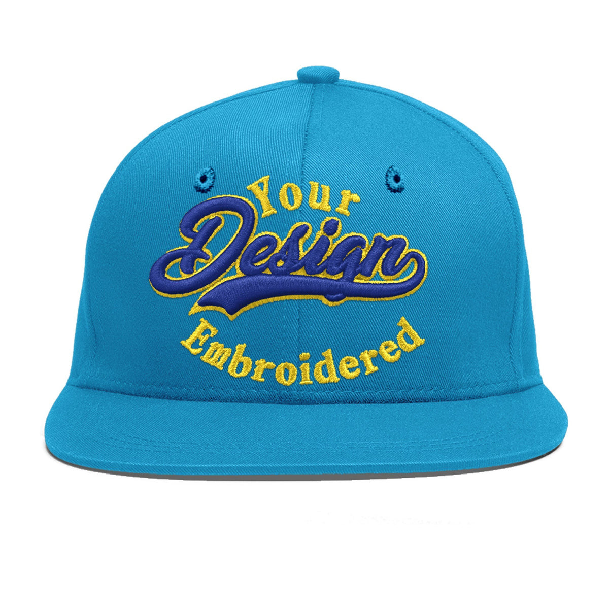 Custom Light Blue 3D Puff Embroidery Flat Embroidery Casual Sport Baseball Cap