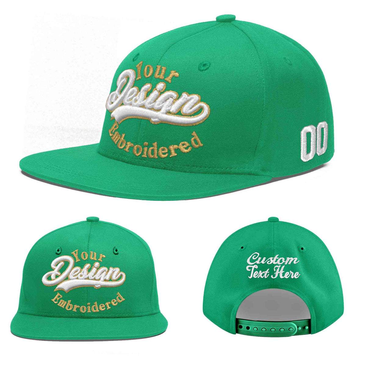 Custom Aqua 3D Puff Embroidery Flat Embroidery Casual Sport Baseball Cap