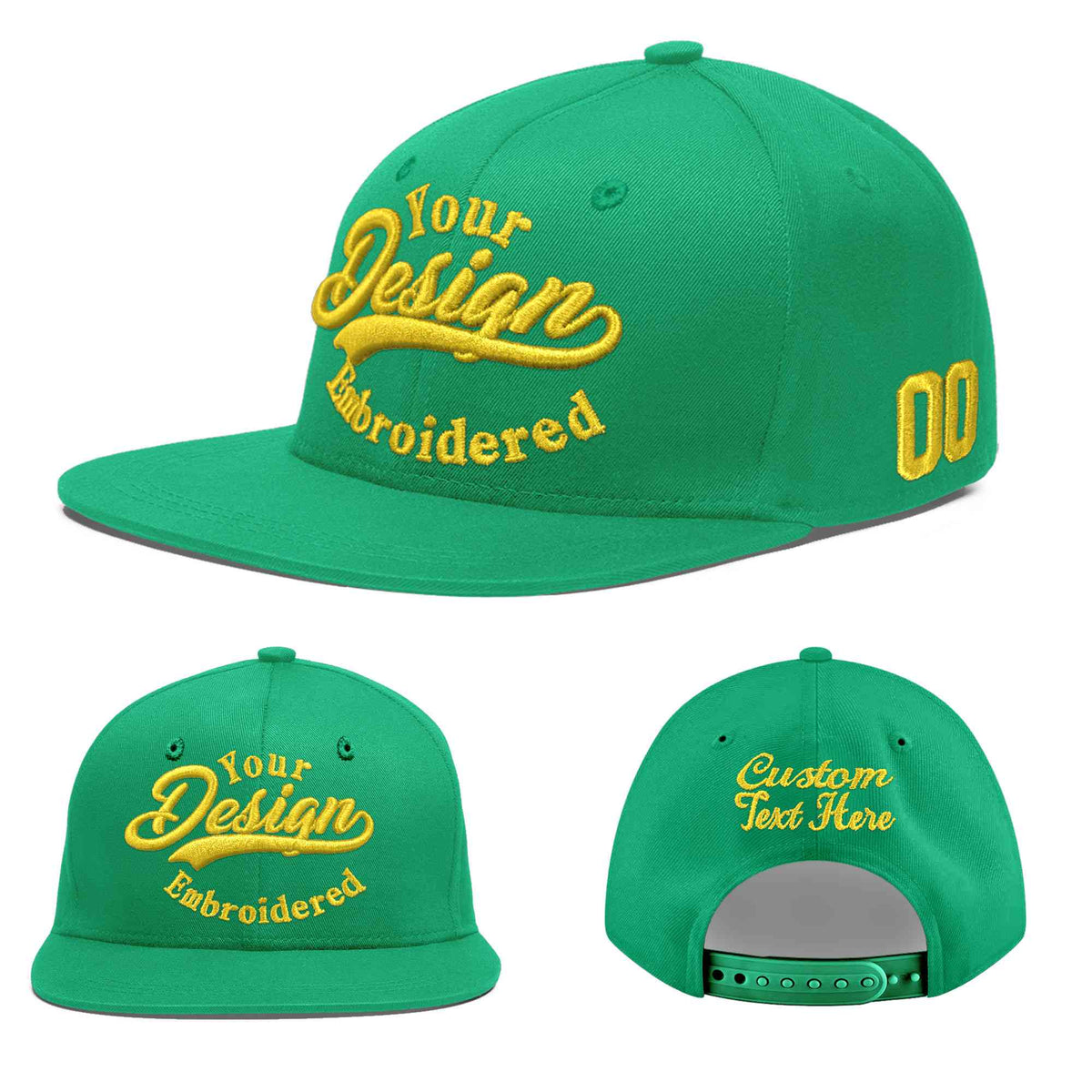 Custom Aqua 3D Puff Embroidery Flat Embroidery Casual Sport Baseball Cap