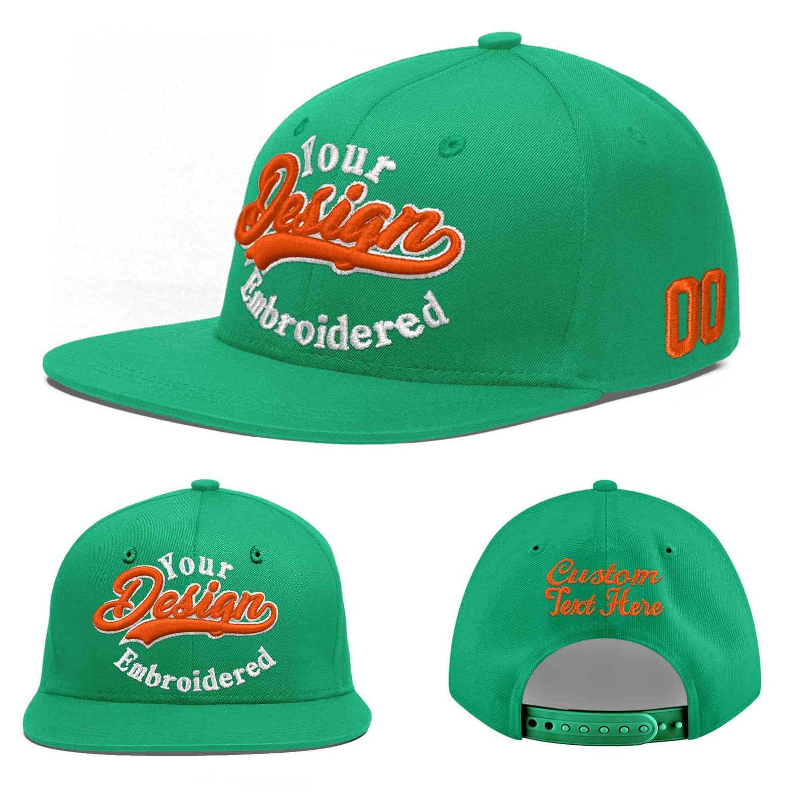 Custom Aqua 3D Puff Embroidery Flat Embroidery Casual Sport Baseball Cap