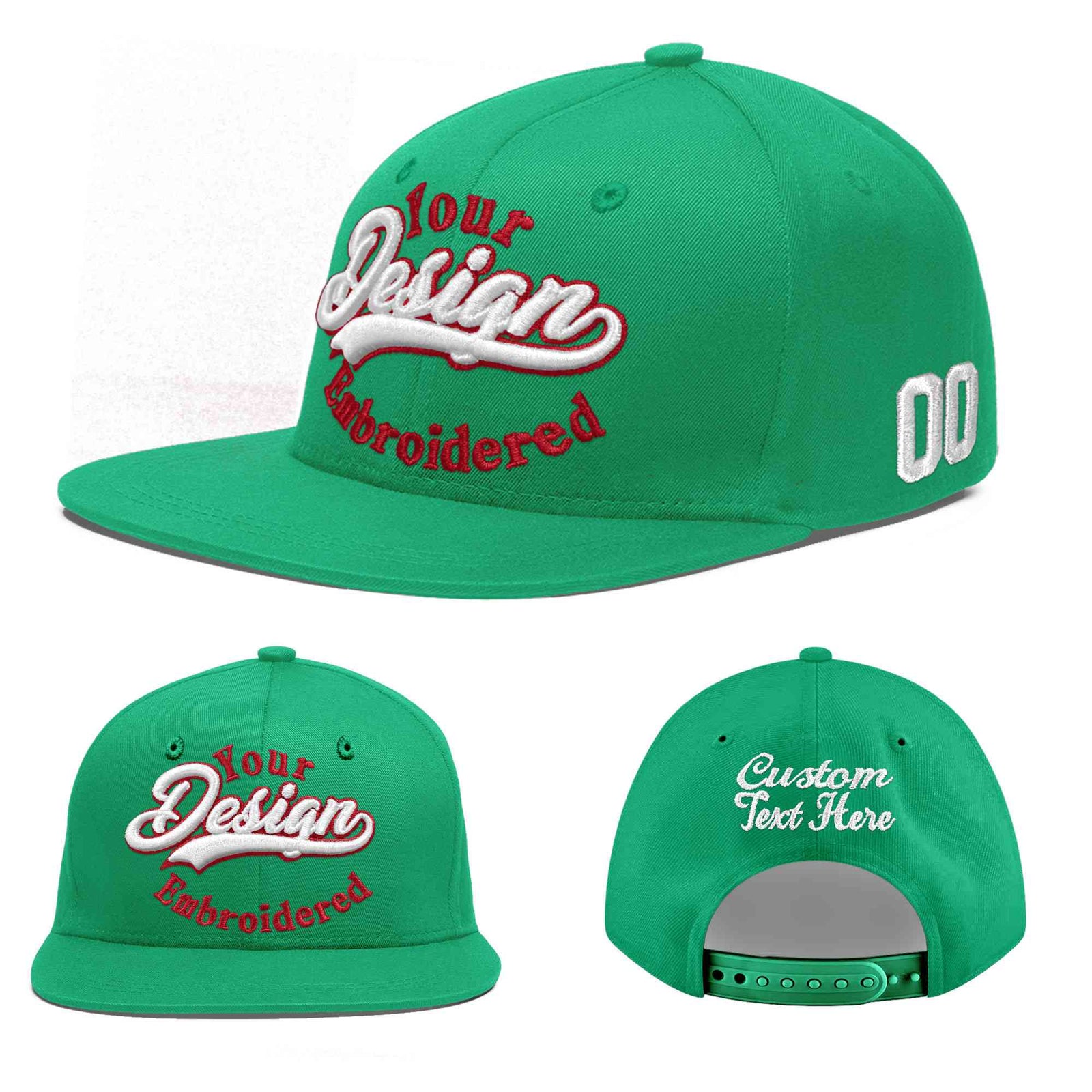 Custom Aqua 3D Puff Embroidery Flat Embroidery Casual Sport Baseball Cap