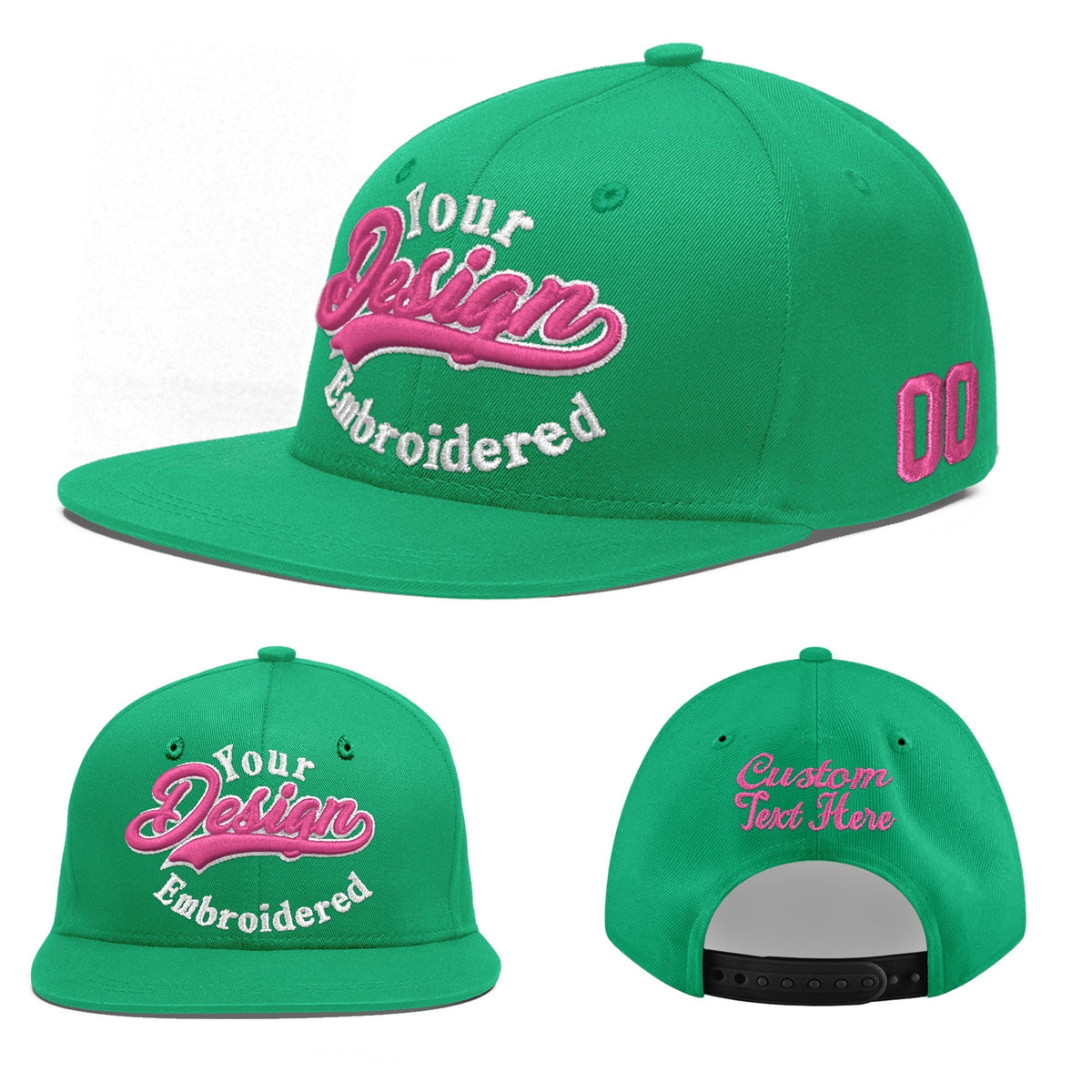 Custom Aqua 3D Puff Embroidery Flat Embroidery Casual Sport Baseball Cap