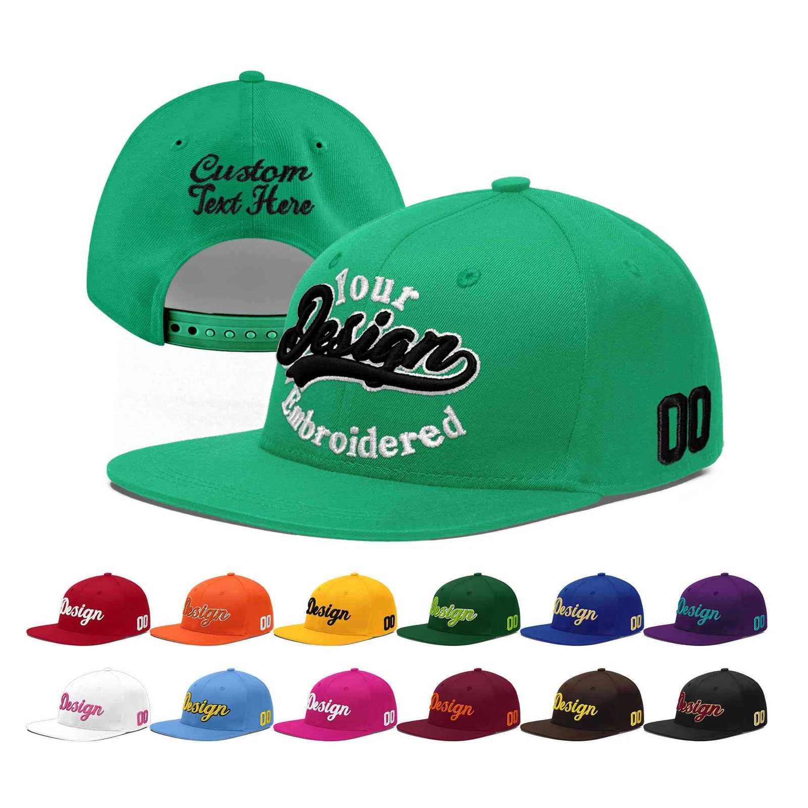 Custom Aqua 3D Puff Embroidery Flat Embroidery Casual Sport Baseball Cap