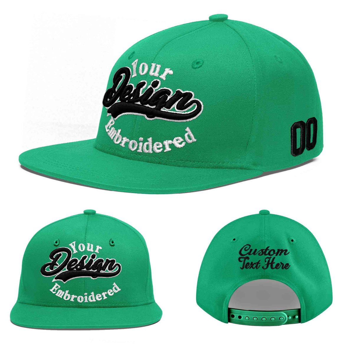 Custom Aqua 3D Puff Embroidery Flat Embroidery Casual Sport Baseball Cap