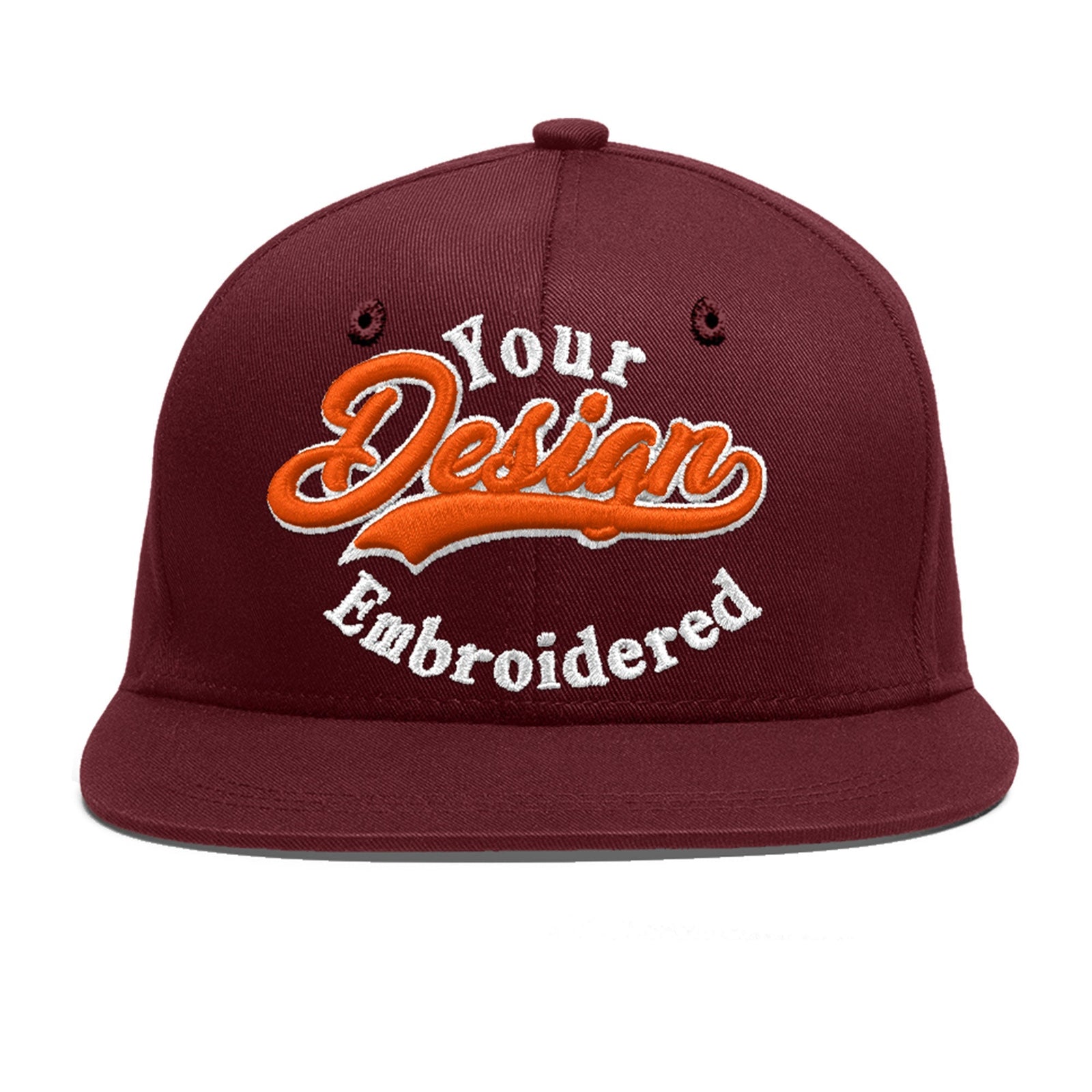 Custom Maroon 3D Puff Embroidery Flat Embroidery Casual Sport Baseball Cap
