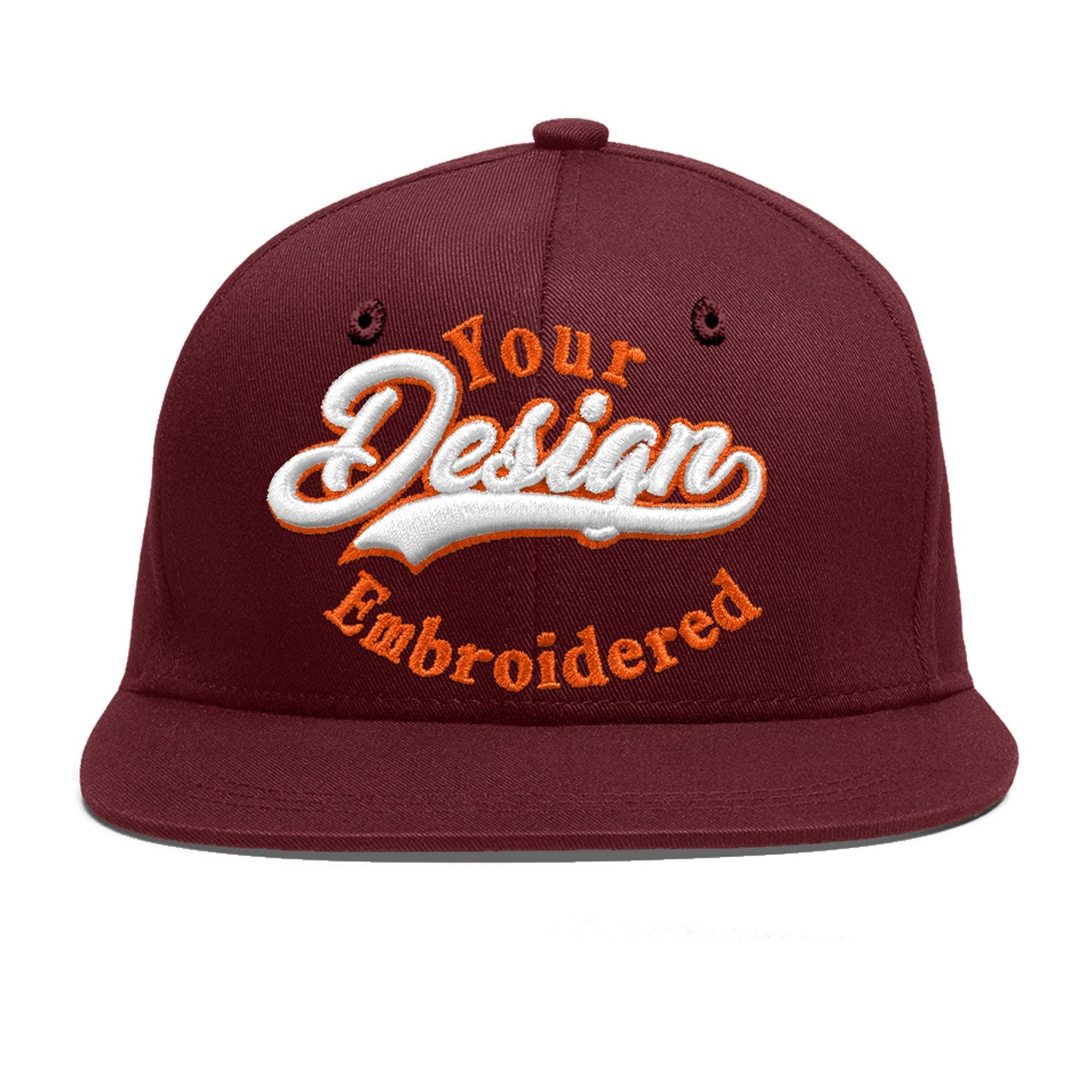 Custom Maroon 3D Puff Embroidery Flat Embroidery Casual Sport Baseball Cap