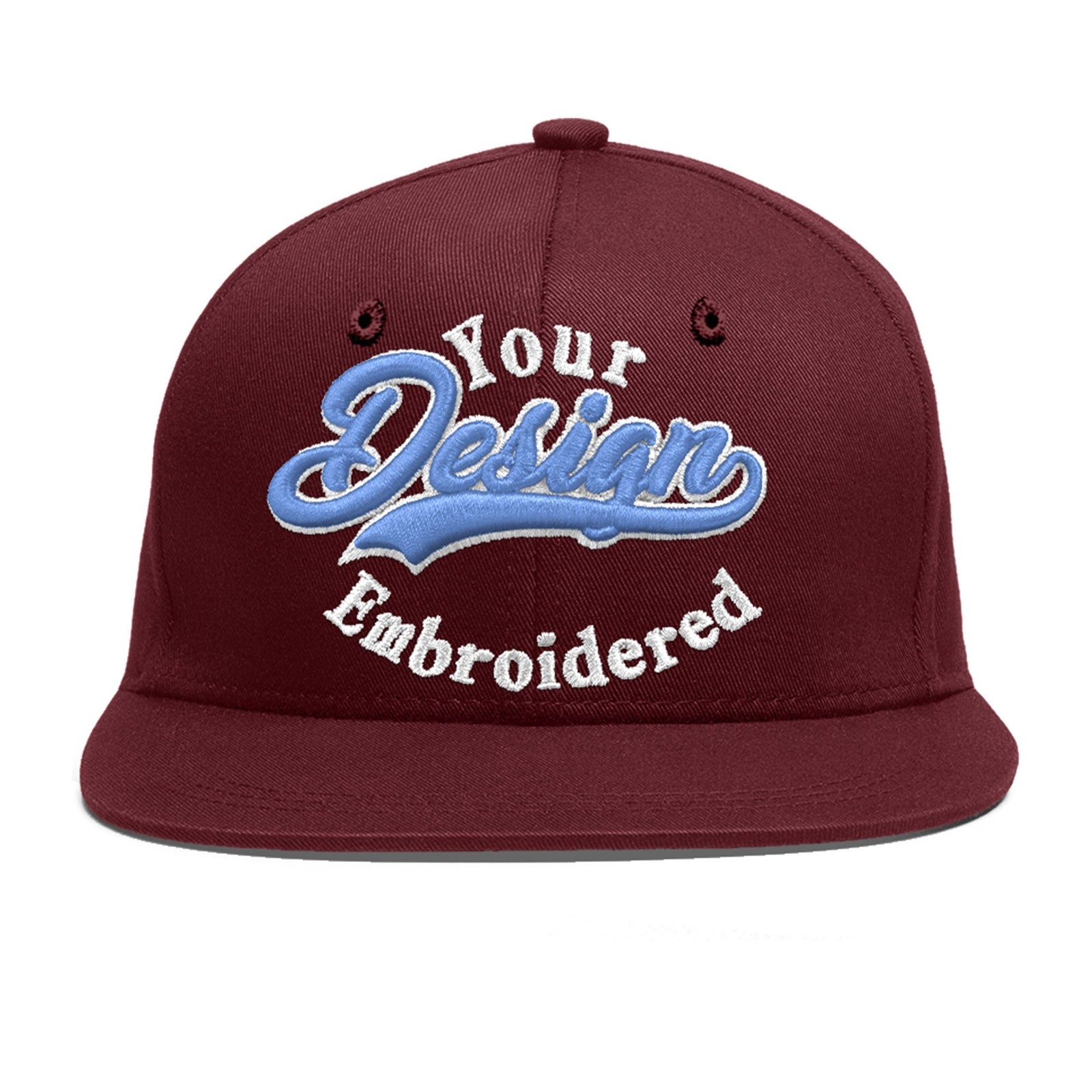 Custom Maroon 3D Puff Embroidery Flat Embroidery Casual Sport Baseball Cap