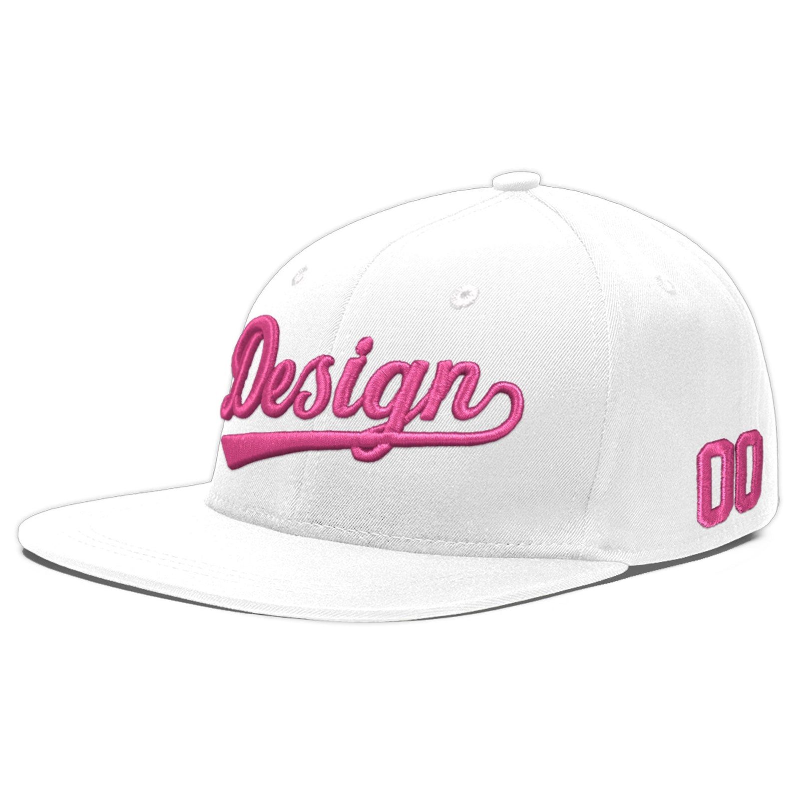 Custom White 3D Puff Embroidery Flat Embroidery Casual Sport Baseball Cap