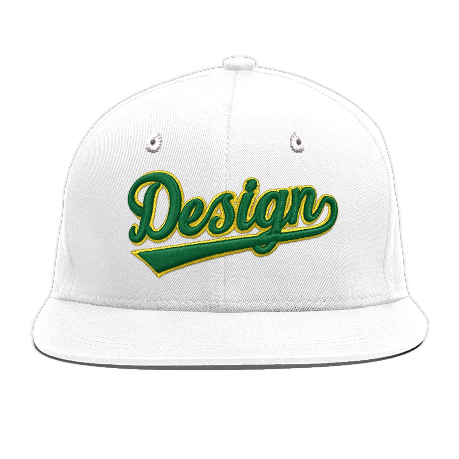 Custom White 3D Puff Embroidery Flat Embroidery Casual Sport Baseball Cap