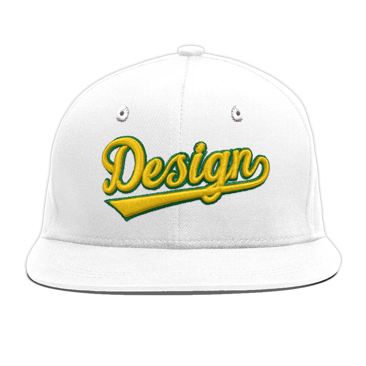 Custom White 3D Puff Embroidery Flat Embroidery Casual Sport Baseball Cap