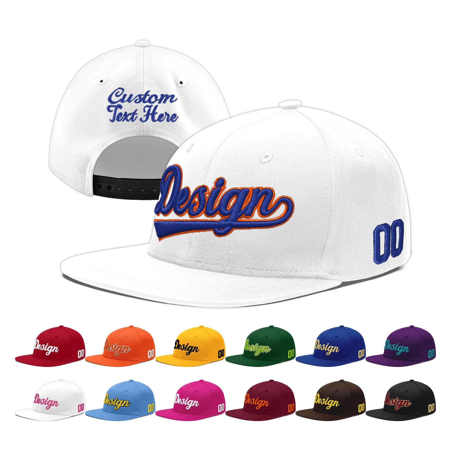 Custom White 3D Puff Embroidery Flat Embroidery Casual Sport Baseball Cap