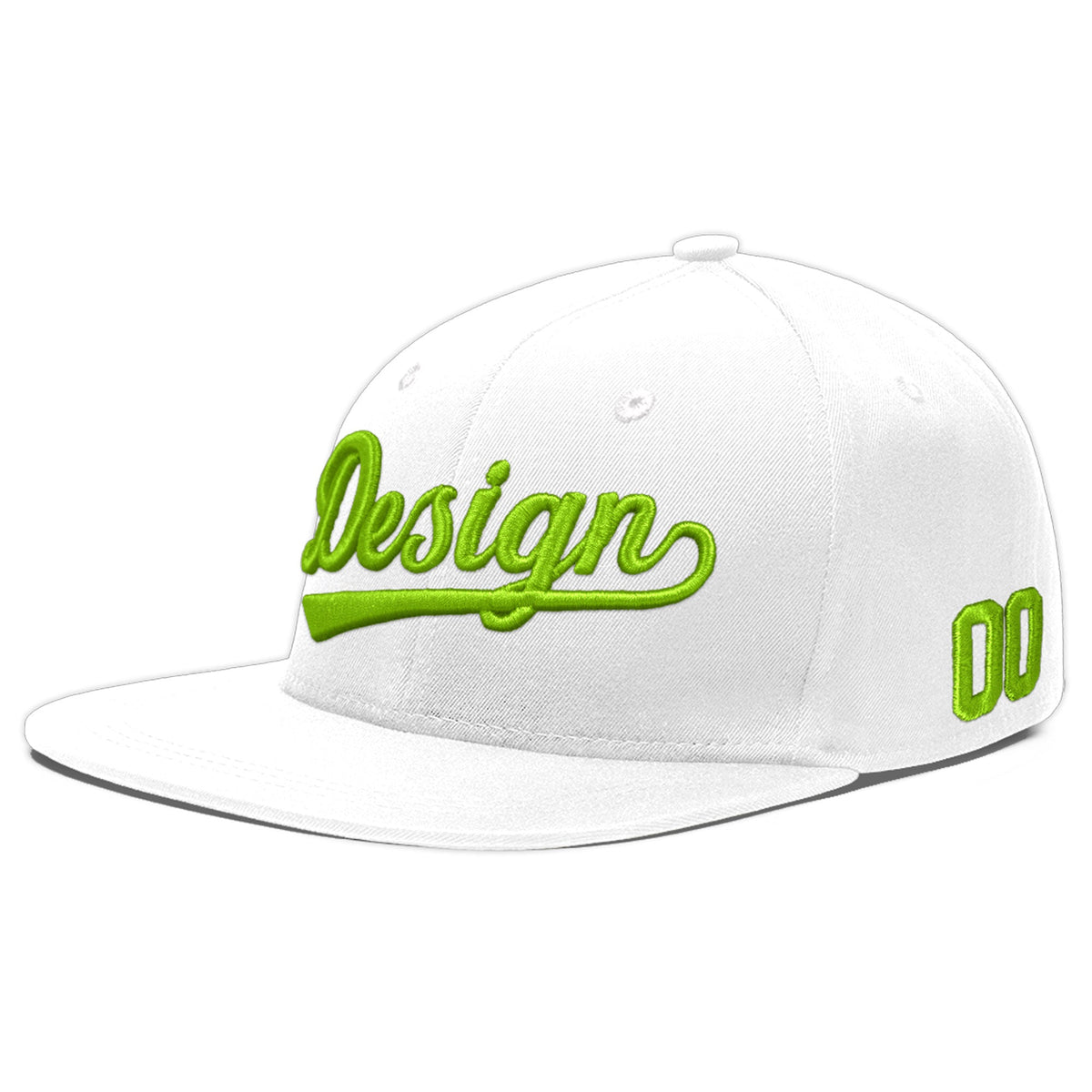 Custom White 3D Puff Embroidery Flat Embroidery Casual Sport Baseball Cap