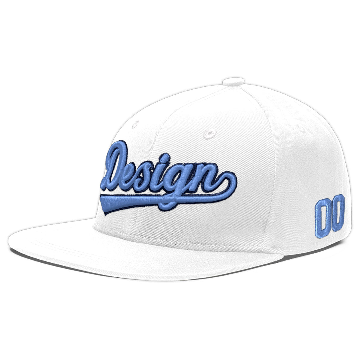 Custom White 3D Puff Embroidery Flat Embroidery Casual Sport Baseball Cap