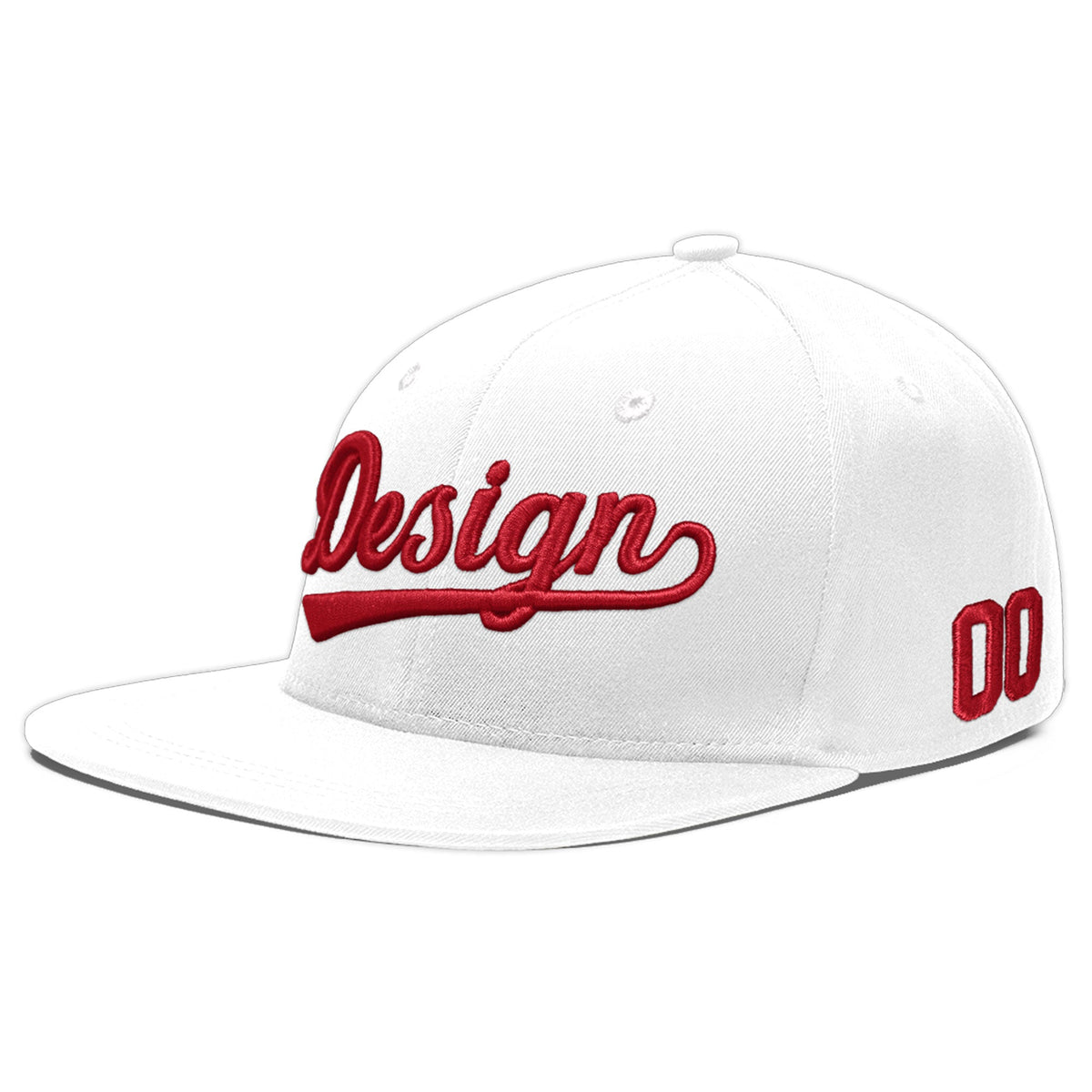 Custom White 3D Puff Embroidery Flat Embroidery Casual Sport Baseball Cap