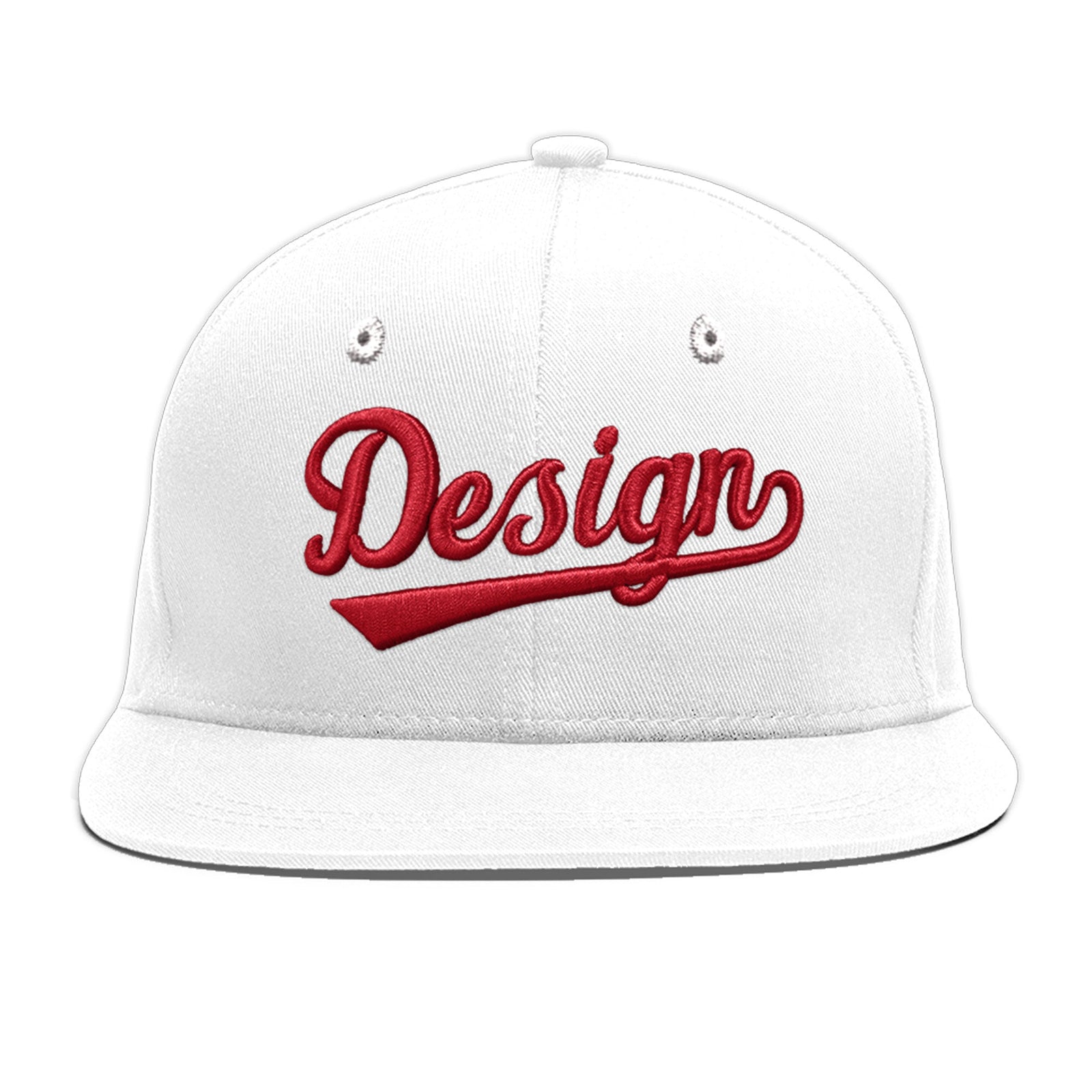 Custom White 3D Puff Embroidery Flat Embroidery Casual Sport Baseball Cap