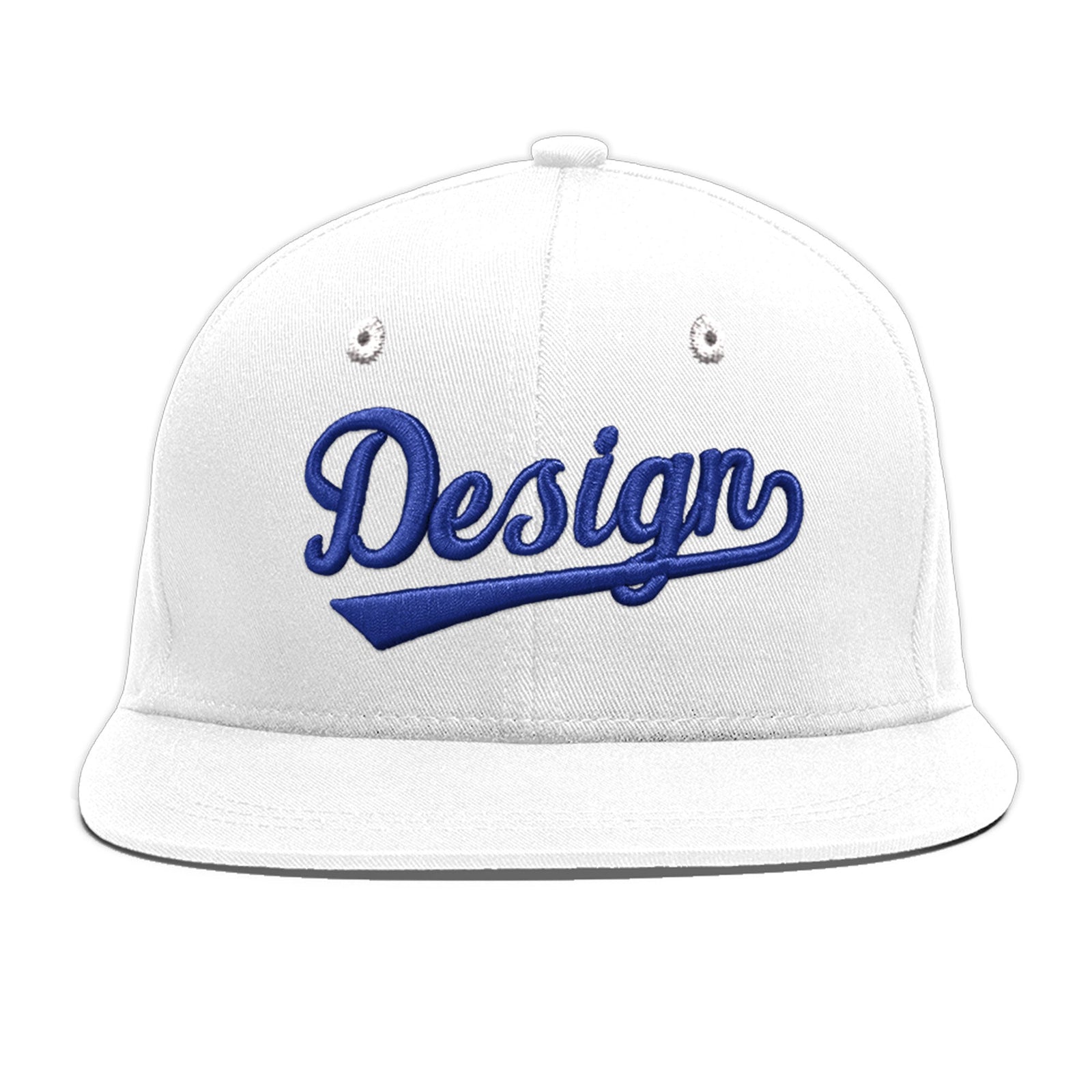 Custom White 3D Puff Embroidery Flat Embroidery Casual Sport Baseball Cap