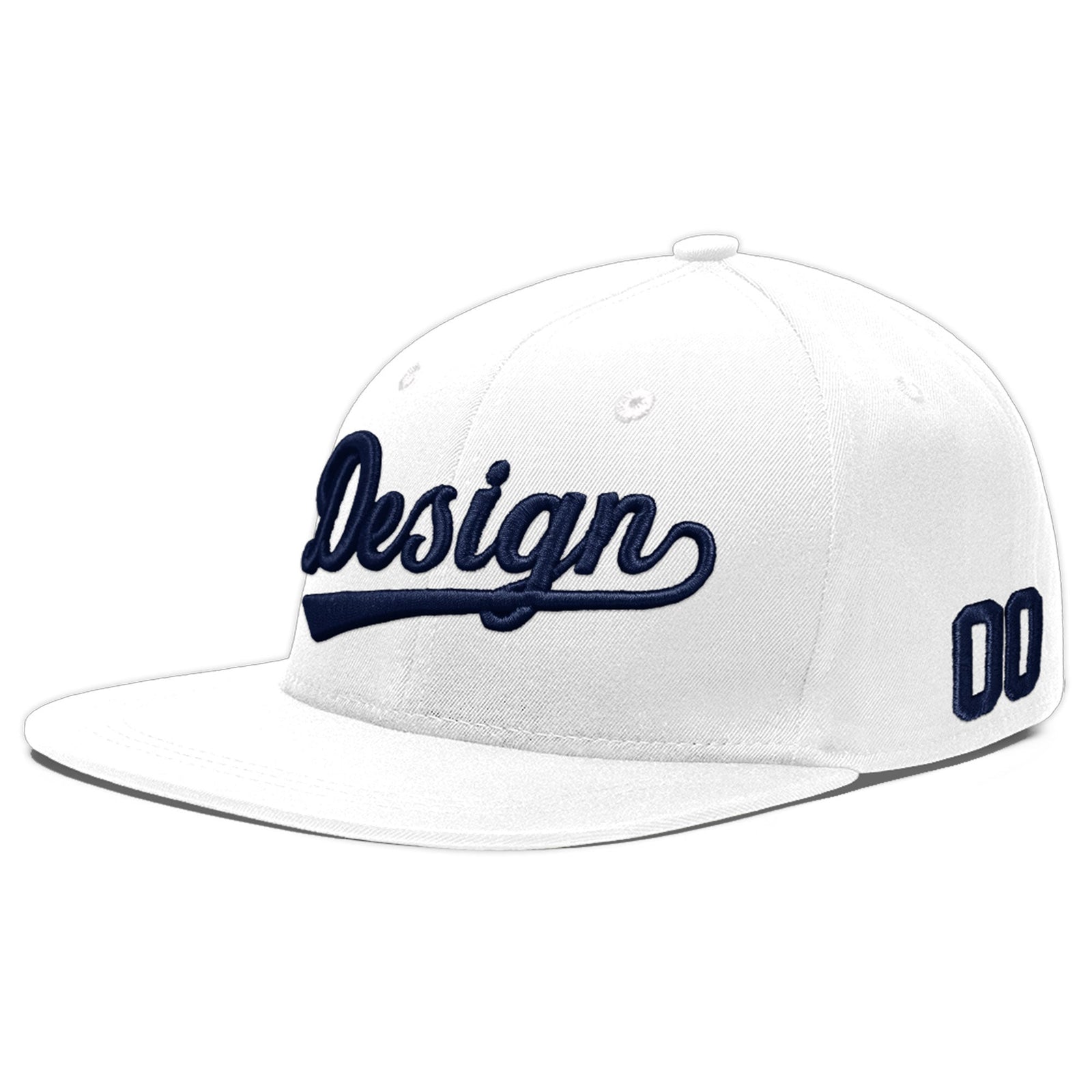Custom White 3D Puff Embroidery Flat Embroidery Casual Sport Baseball Cap
