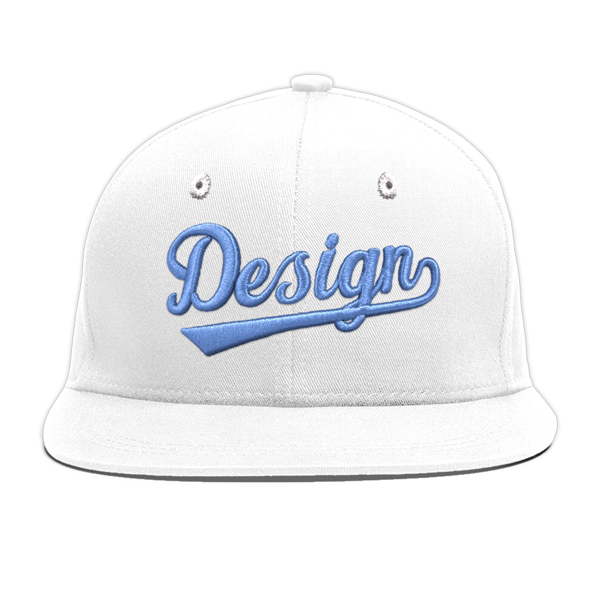 Custom White 3D Puff Embroidery Flat Embroidery Casual Sport Baseball Cap