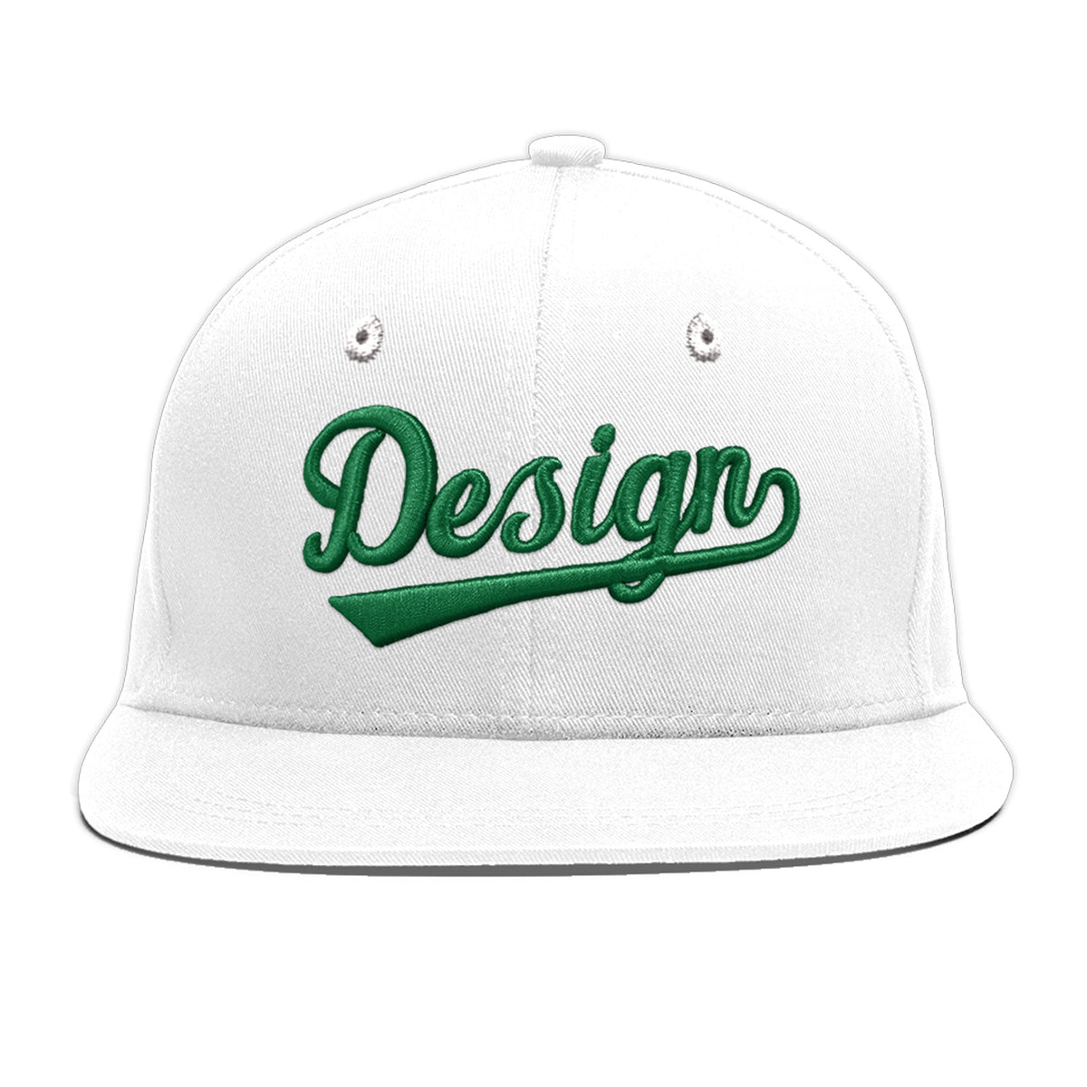 Custom White 3D Puff Embroidery Flat Embroidery Casual Sport Baseball Cap