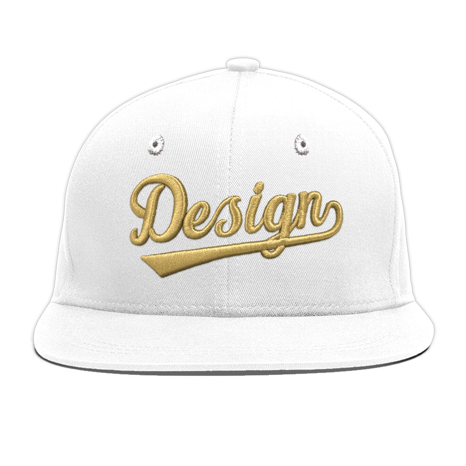 Custom White 3D Puff Embroidery Flat Embroidery Casual Sport Baseball Cap