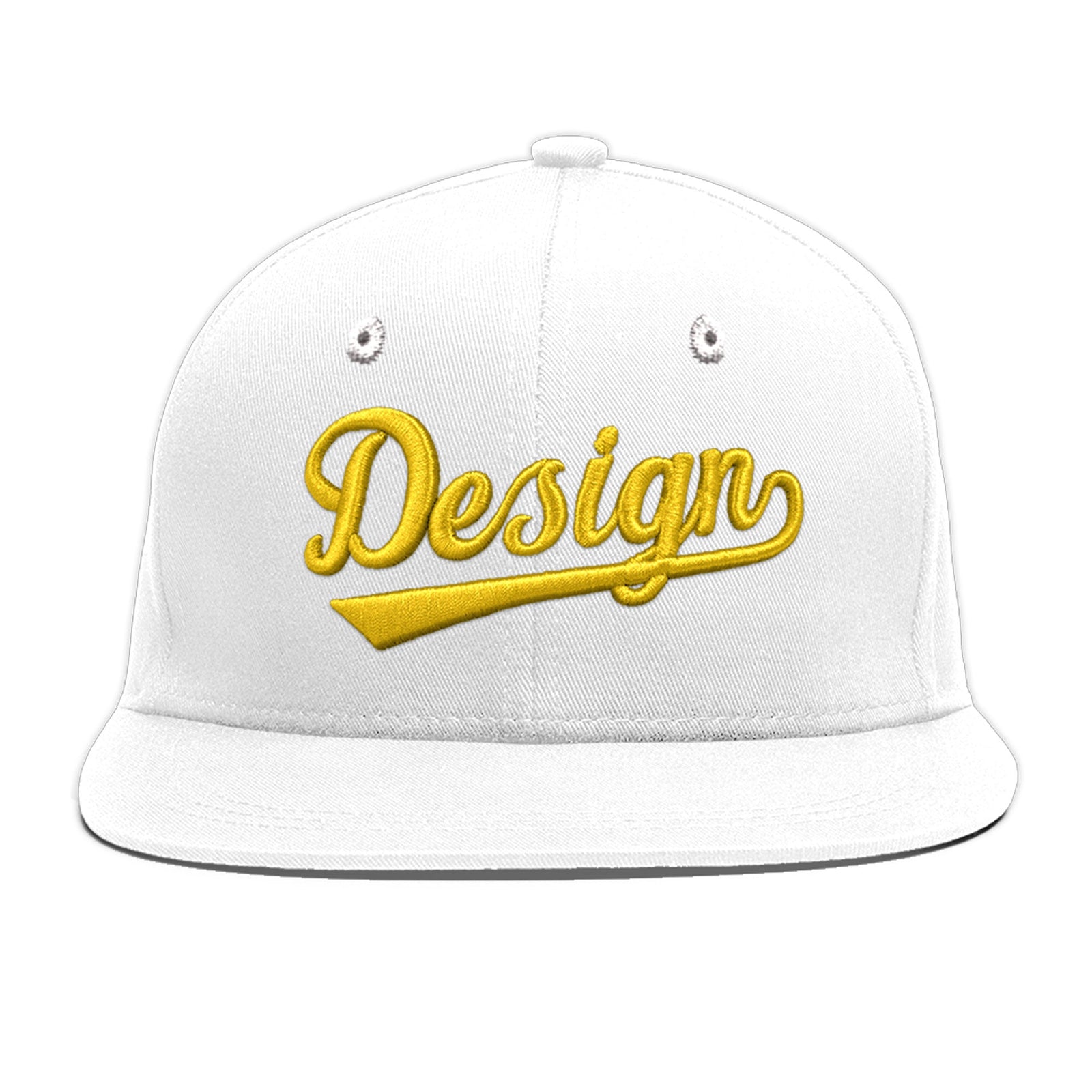 Custom White 3D Puff Embroidery Flat Embroidery Casual Sport Baseball Cap
