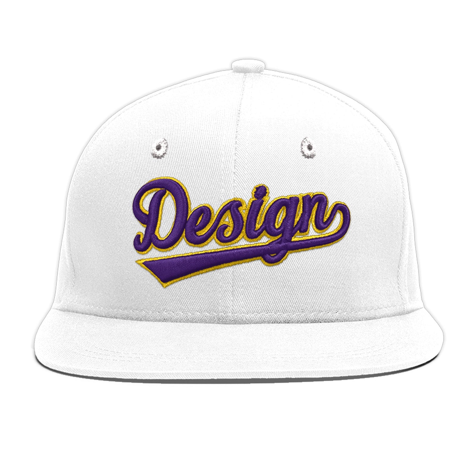 Custom White 3D Puff Embroidery Flat Embroidery Casual Sport Baseball Cap