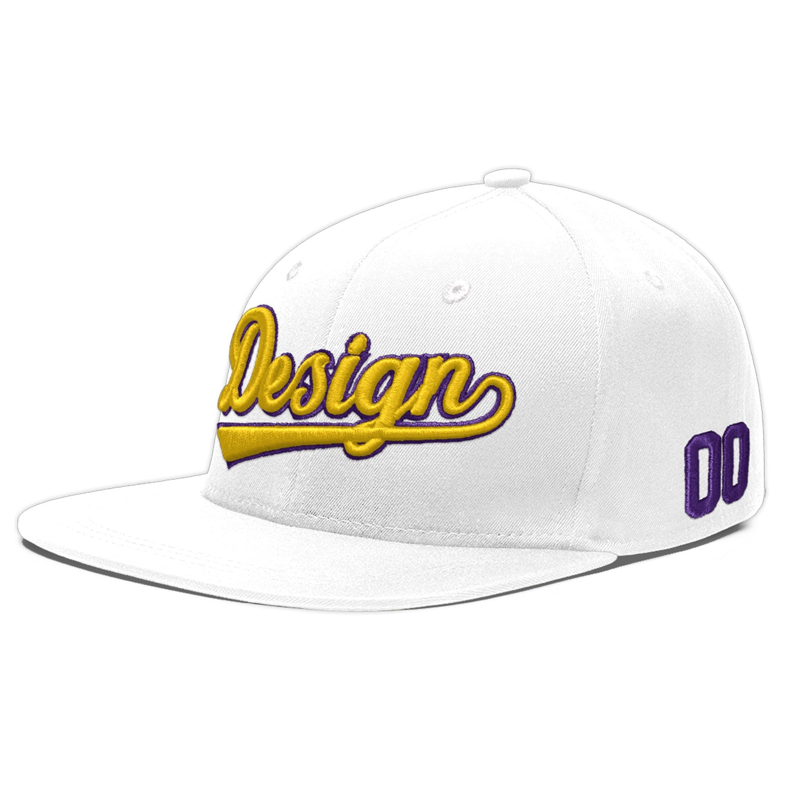 Custom White 3D Puff Embroidery Flat Embroidery Casual Sport Baseball Cap