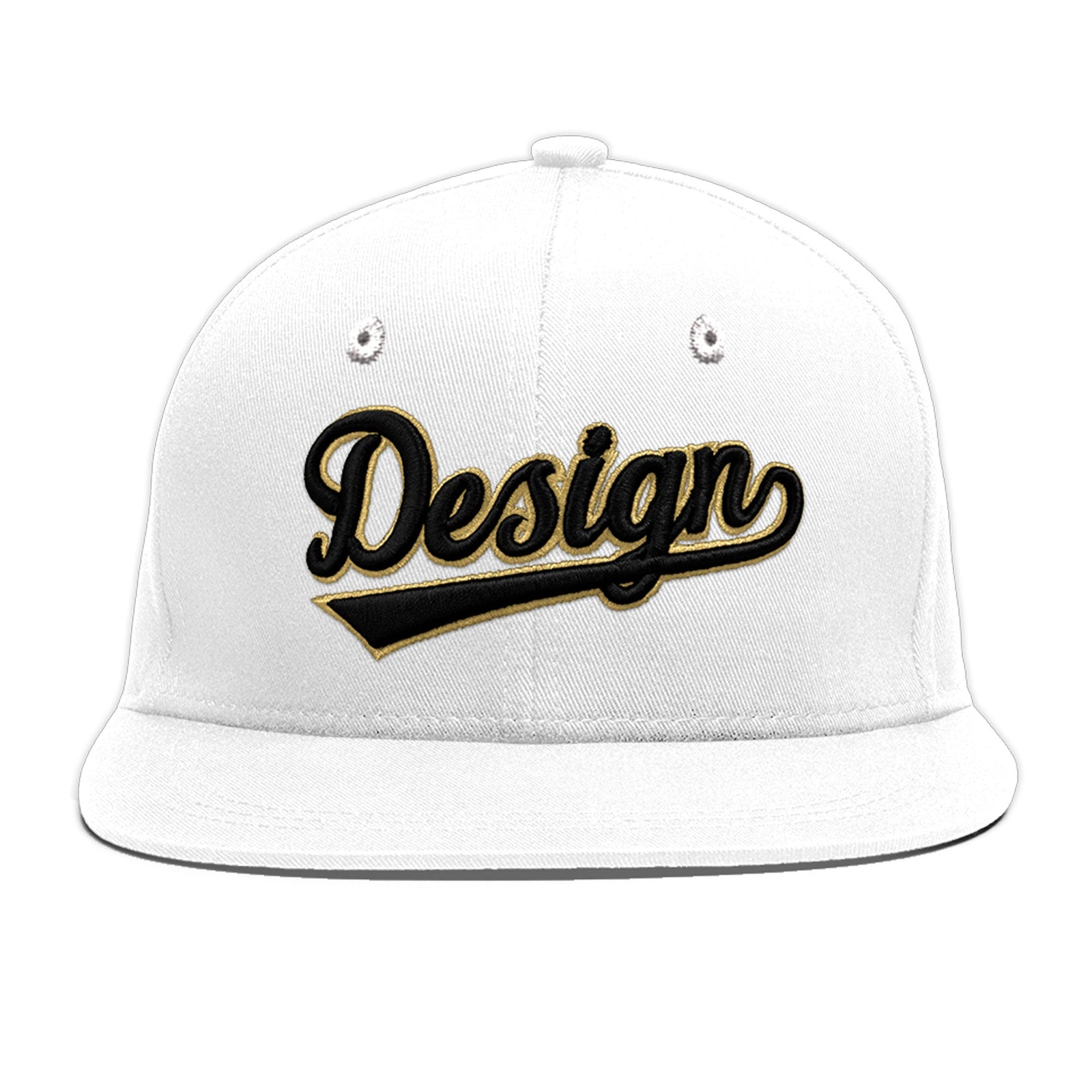 Custom White 3D Puff Embroidery Flat Embroidery Casual Sport Baseball Cap