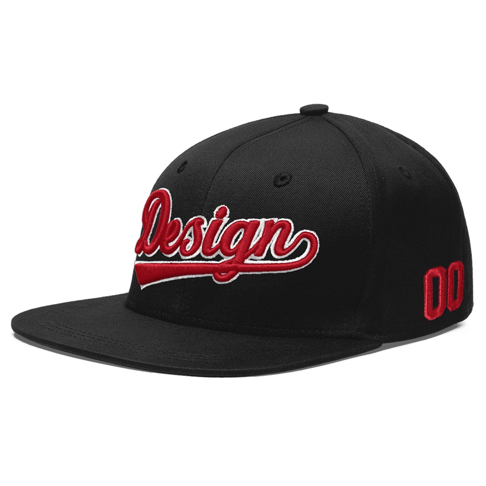 Custom Black 3D Puff Embroidery Flat Embroidery Casual Sport Baseball Cap