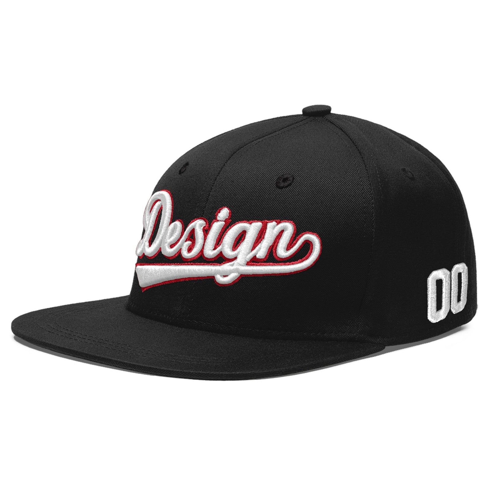 Custom Black 3D Puff Embroidery Flat Embroidery Casual Sport Baseball Cap