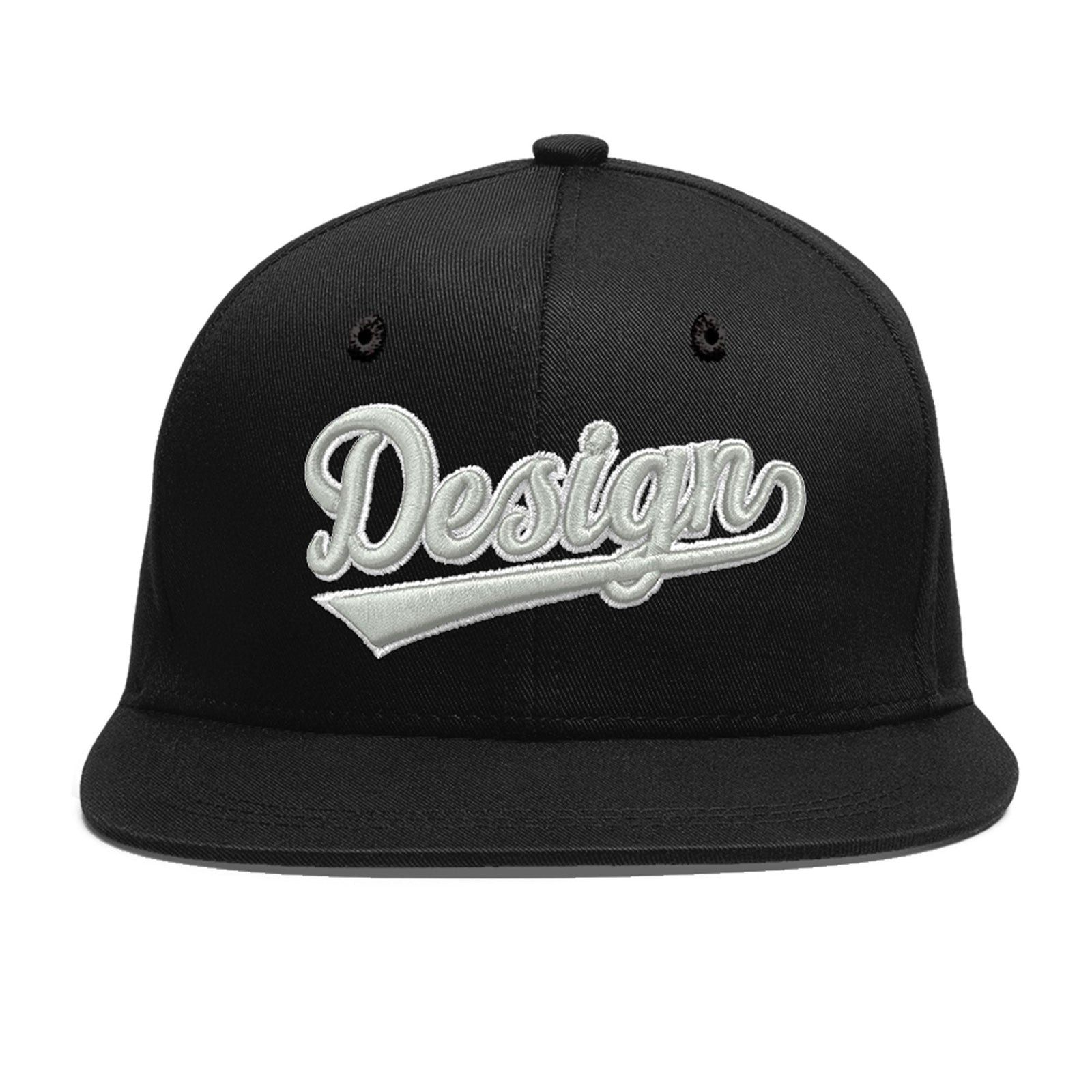 Custom Black 3D Puff Embroidery Flat Embroidery Casual Sport Baseball Cap