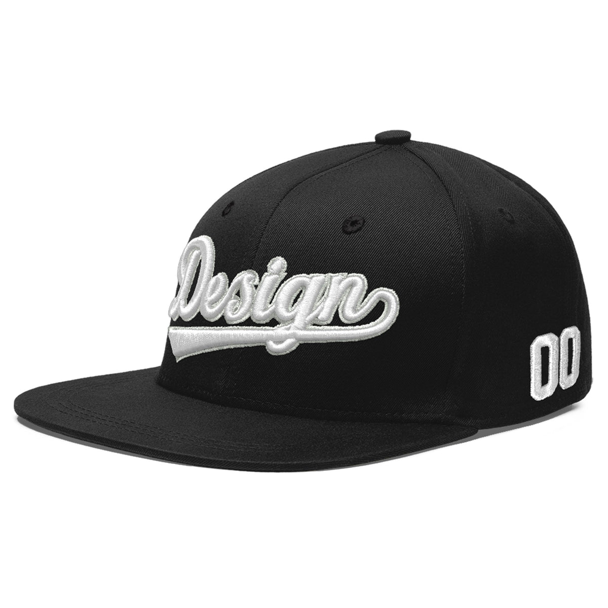 Custom Black 3D Puff Embroidery Flat Embroidery Casual Sport Baseball Cap