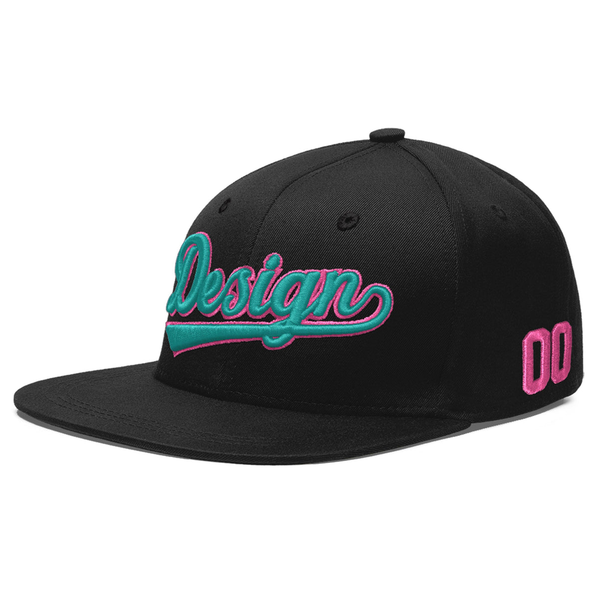Custom Black 3D Puff Embroidery Flat Embroidery Casual Sport Baseball Cap