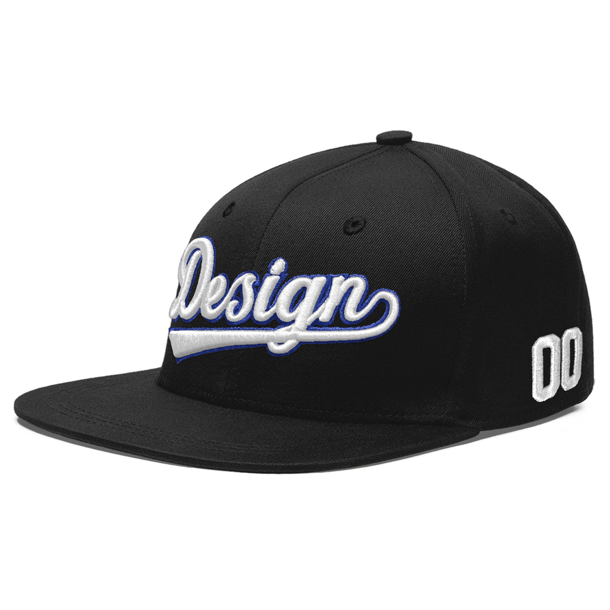 Custom Black 3D Puff Embroidery Flat Embroidery Casual Sport Baseball Cap